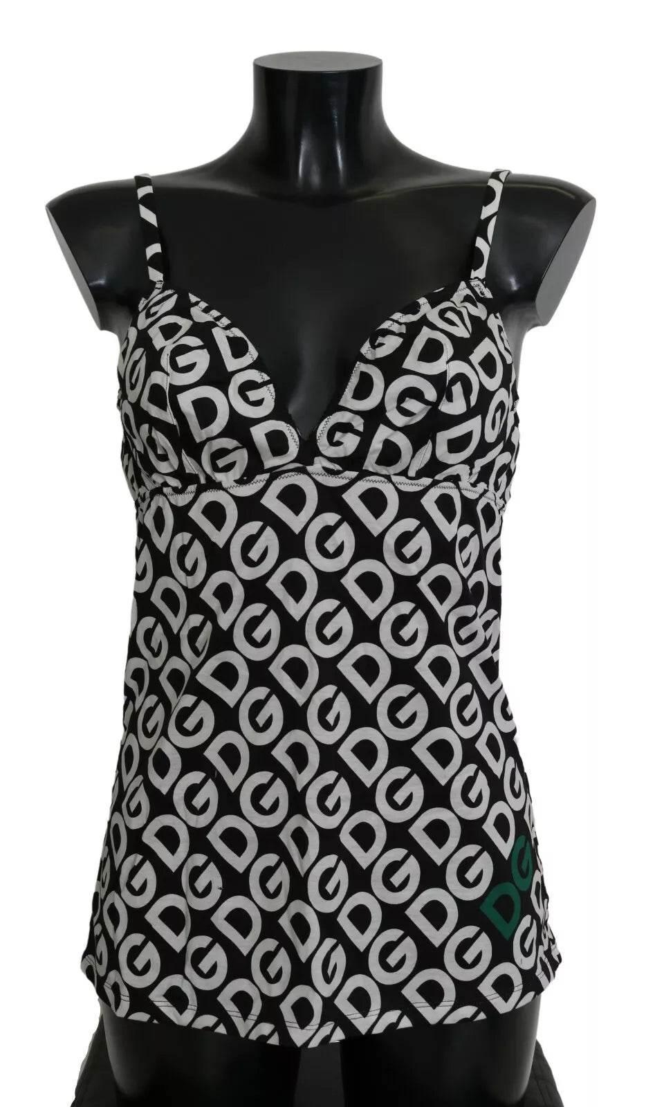 Dolce & Gabbana Black DG Mania Print Sleeveless Swimwear - Hilstor
