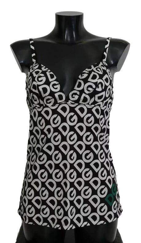 Dolce & Gabbana Black DG Mania Print Sleeveless Swimwear - Hilstor