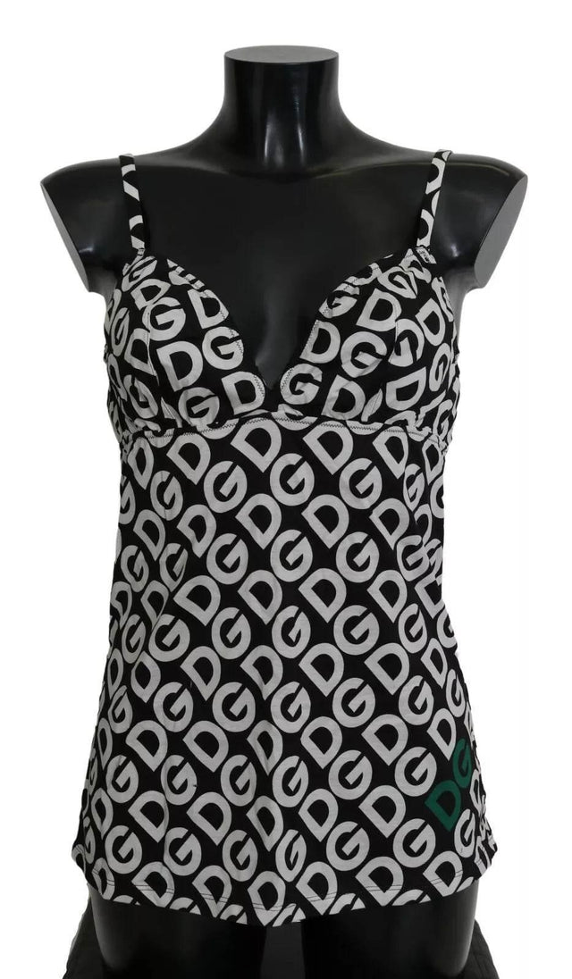 Dolce & Gabbana Black DG Mania Print Sleeveless Swimwear - Hilstor