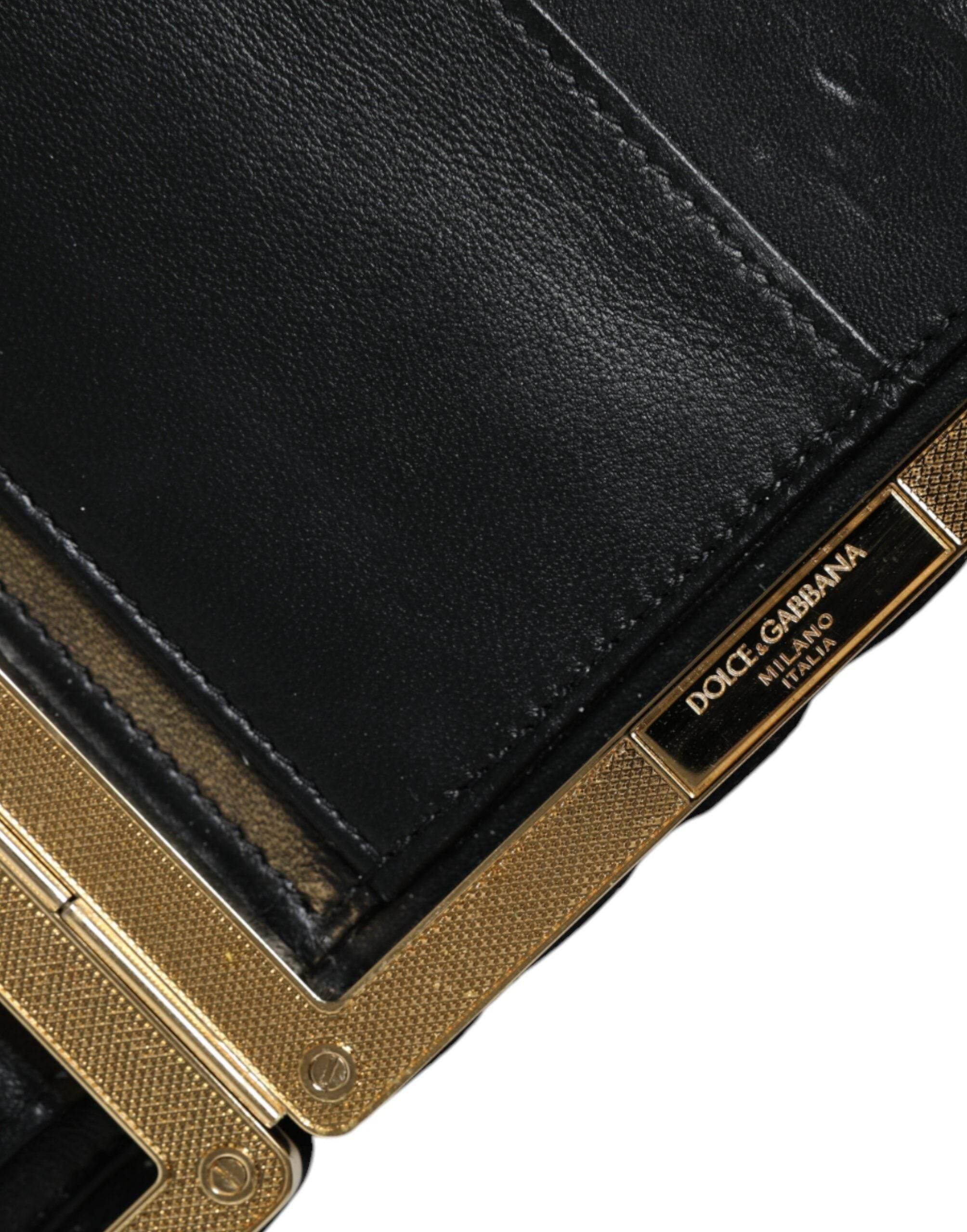 Dolce & Gabbana Bordeaux Black Velvet Gold Frame Clutch Evening Purse Bag - Hilstor