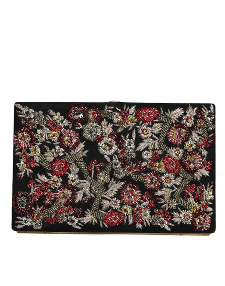 Dolce & Gabbana Multicolor Floral Gold Frame Clutch Evening Purse Bag - Hilstor