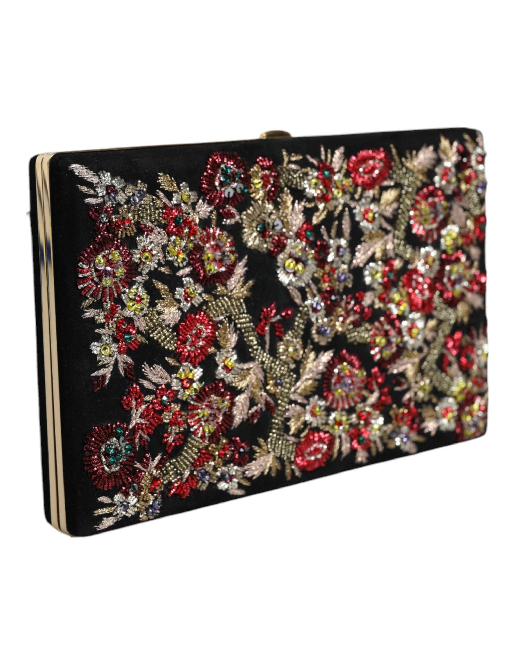Dolce & Gabbana Multicolor Floral Gold Frame Clutch Evening Purse Bag - Hilstor