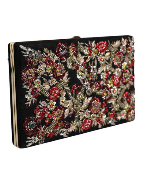 Dolce & Gabbana Multicolor Floral Gold Frame Clutch Evening Purse Bag - Hilstor