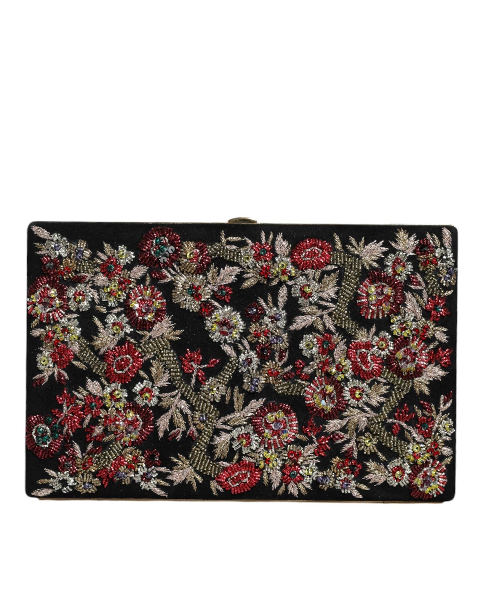 Dolce & Gabbana Multicolor Floral Gold Frame Clutch Evening Purse Bag - Hilstor