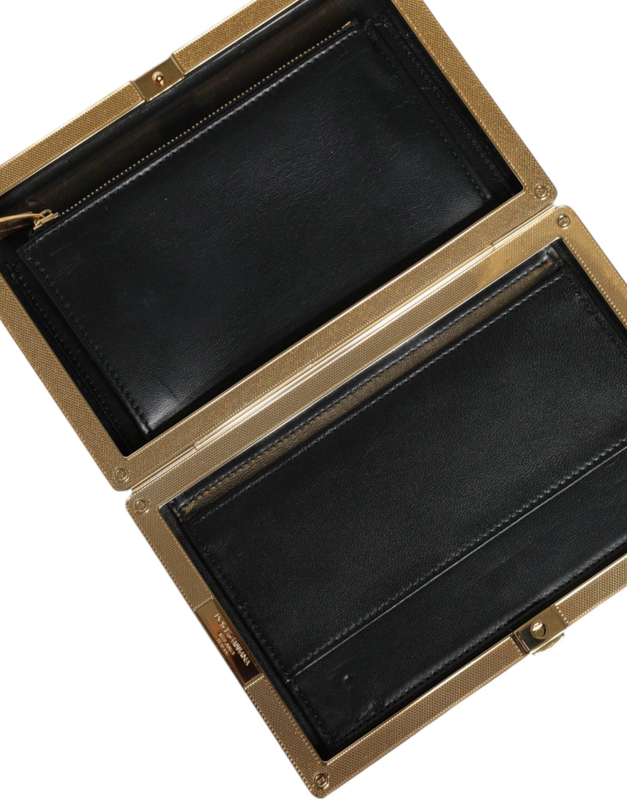 Dolce & Gabbana Multicolor Floral Gold Frame Clutch Evening Purse Bag - Hilstor