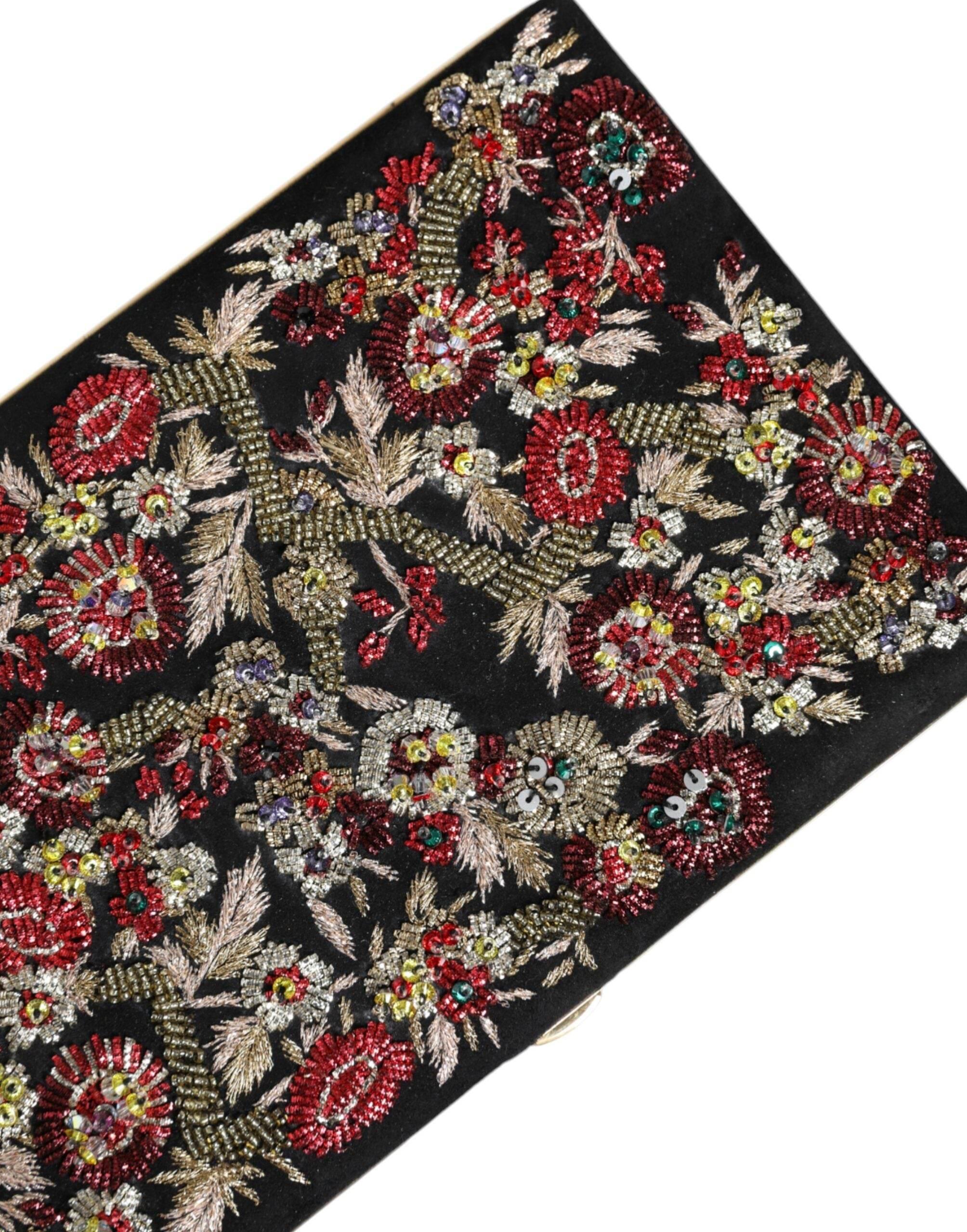 Dolce & Gabbana Multicolor Floral Gold Frame Clutch Evening Purse Bag - Hilstor