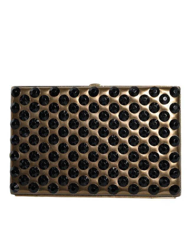 Dolce & Gabbana Gold Crystal Bifold Clutch Evening Party Women Purse Bag - Hilstor