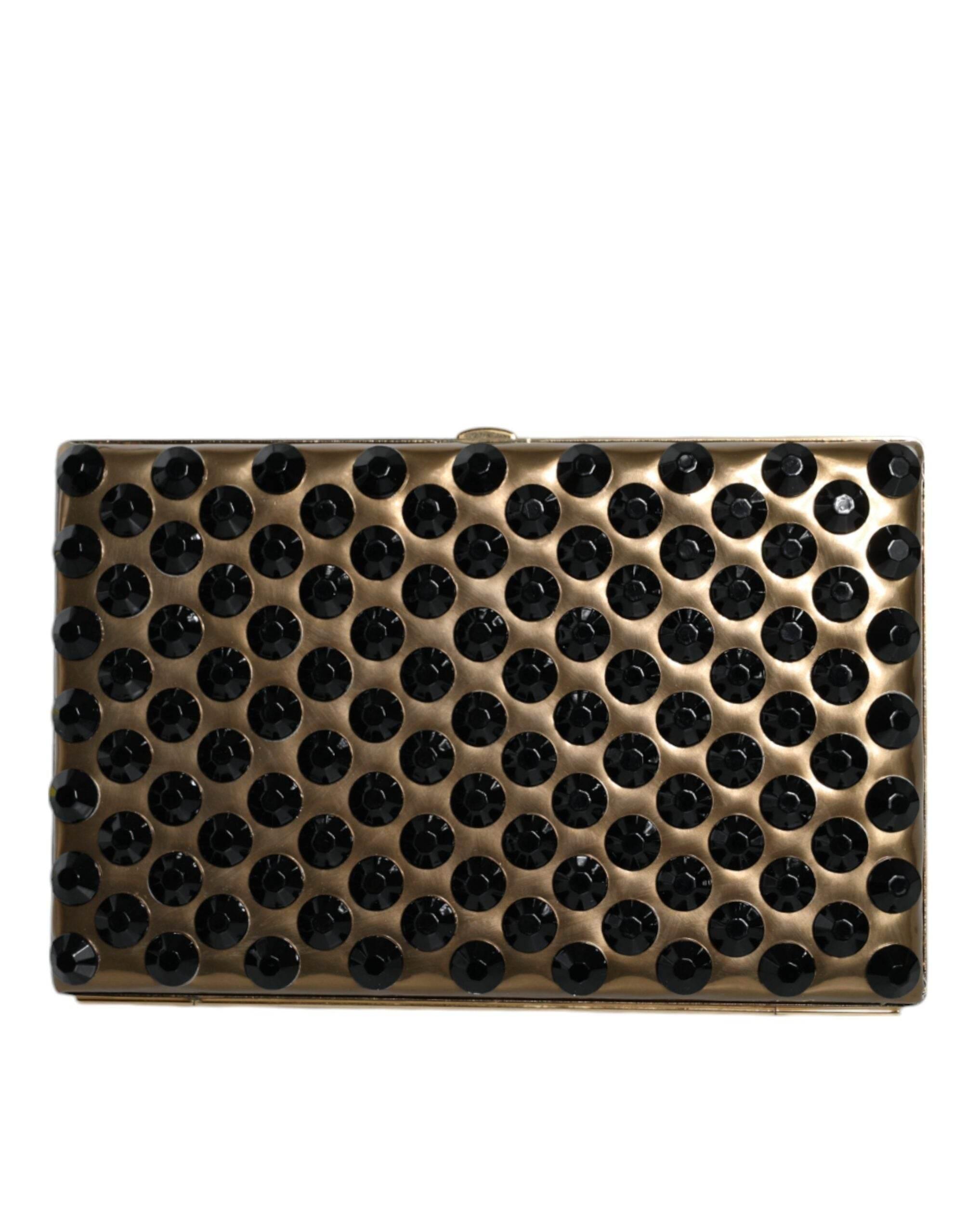 Dolce & Gabbana Gold Crystal Bifold Clutch Evening Party Women Purse Bag - Hilstor