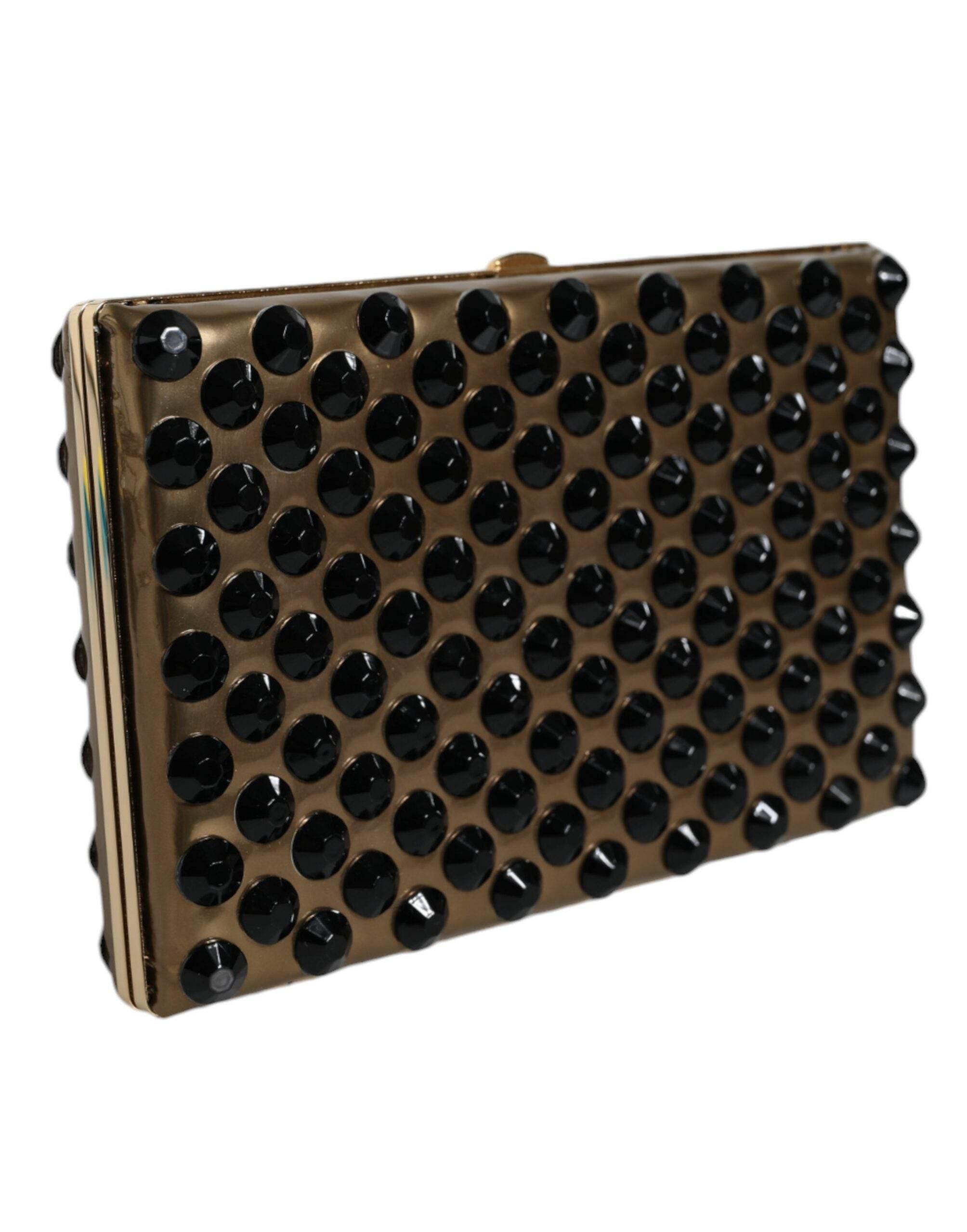 Dolce & Gabbana Gold Crystal Bifold Clutch Evening Party Women Purse Bag - Hilstor