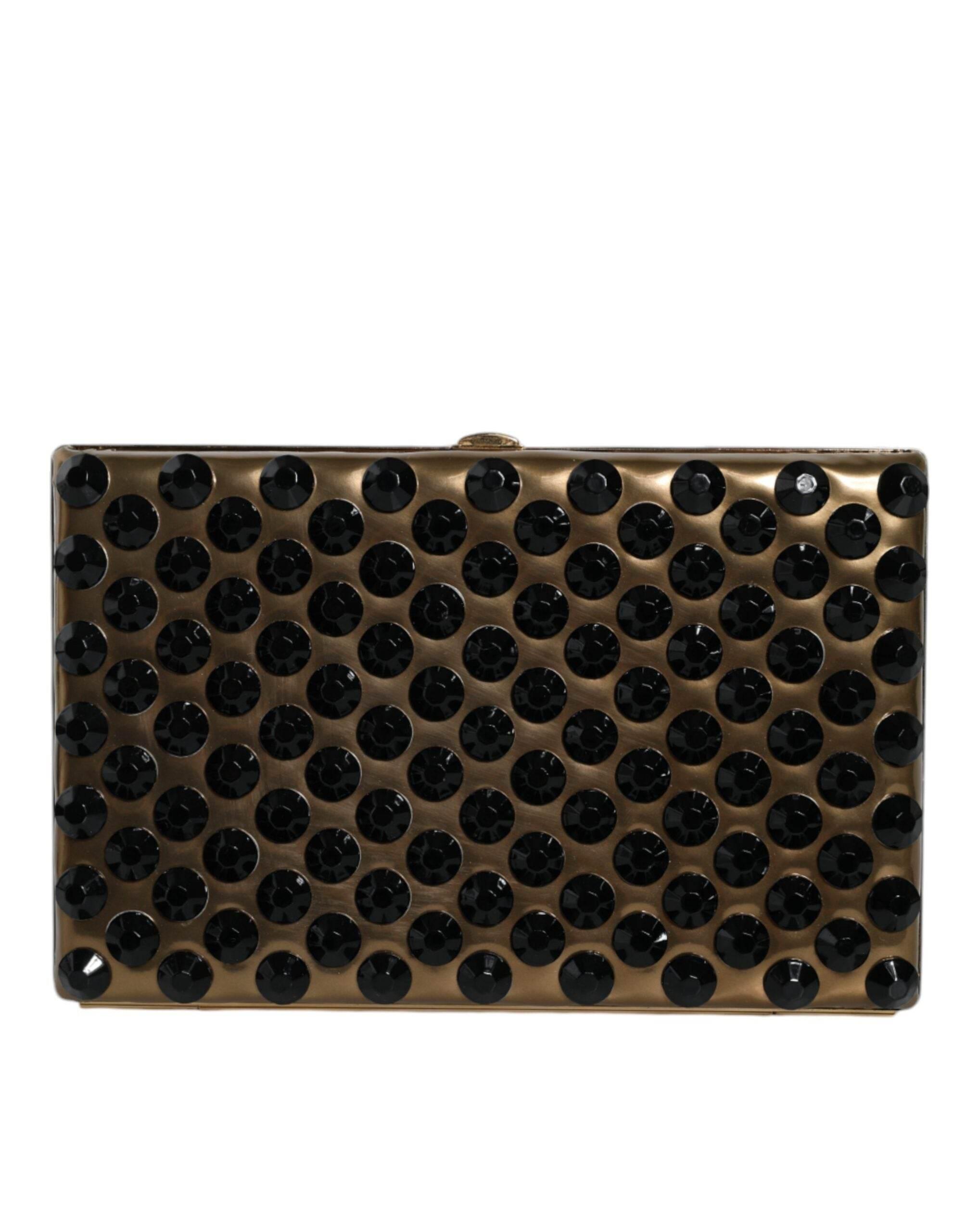 Dolce & Gabbana Gold Crystal Bifold Clutch Evening Party Women Purse Bag - Hilstor