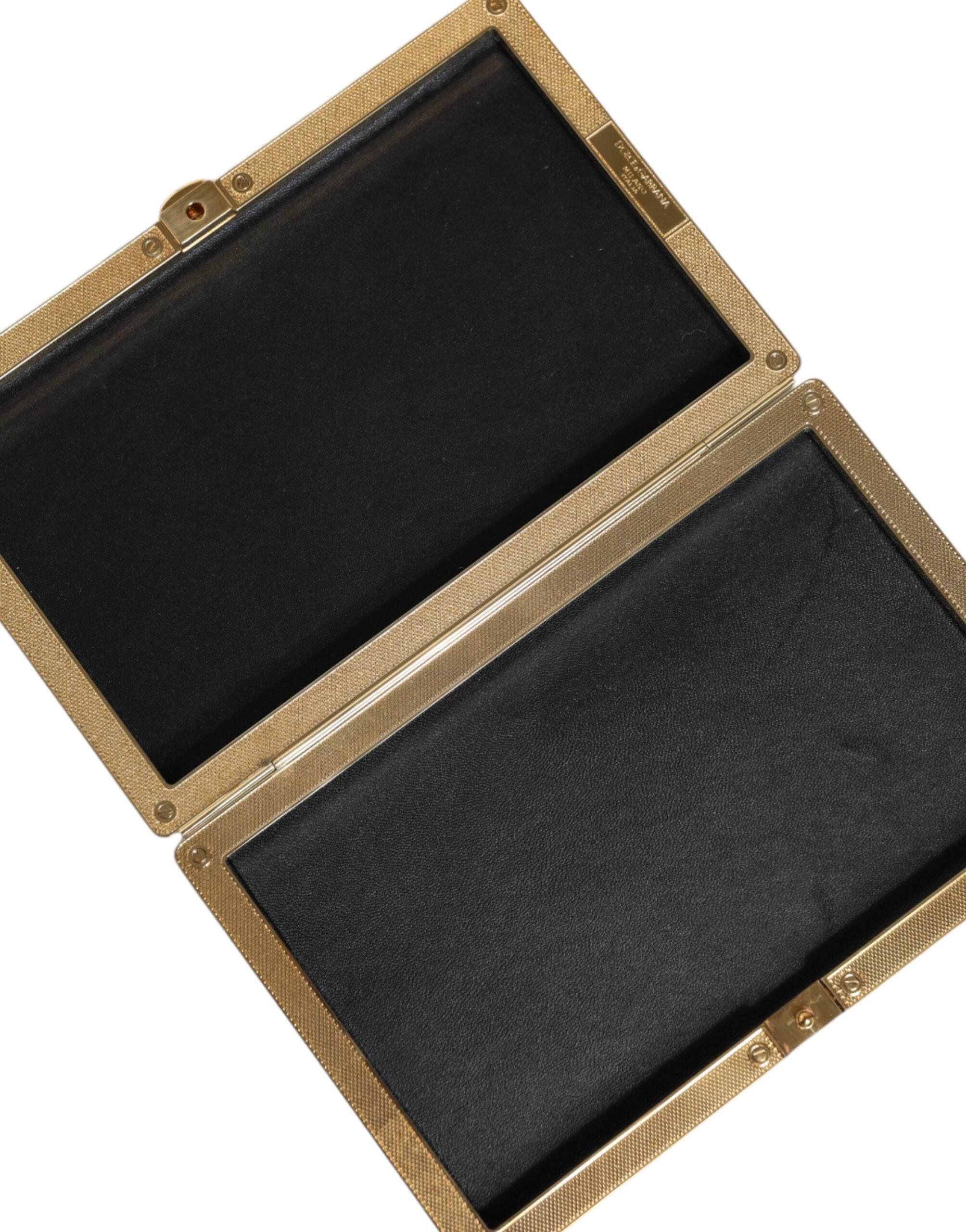 Dolce & Gabbana Gold Crystal Bifold Clutch Evening Party Women Purse Bag - Hilstor