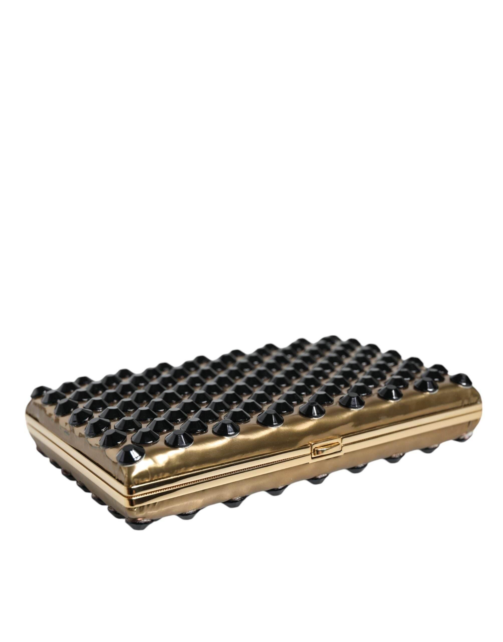 Dolce & Gabbana Gold Crystal Bifold Clutch Evening Party Women Purse Bag - Hilstor