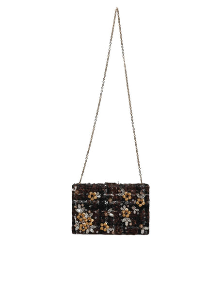 Dolce & Gabbana Multicolor Tweed Floral Clutch Evening Party Purse CrossBody Bag - Hilstor