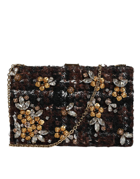 Dolce & Gabbana Multicolor Tweed Floral Clutch Evening Party Purse CrossBody Bag - Hilstor