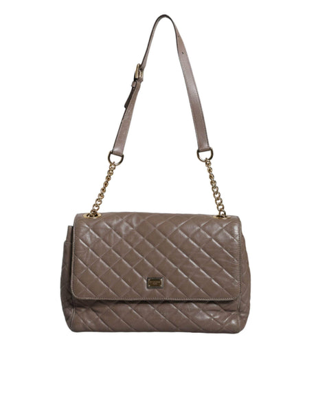 Dolce & Gabbana Brown Quilted Leather Shoulder Purse Satchel Bag - Hilstor