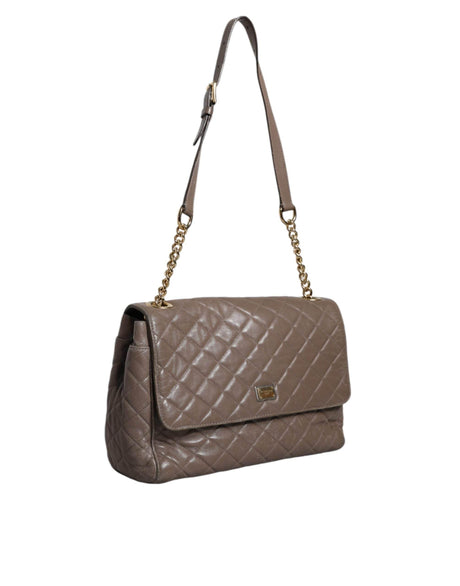 Dolce & Gabbana Brown Quilted Leather Shoulder Purse Satchel Bag - Hilstor