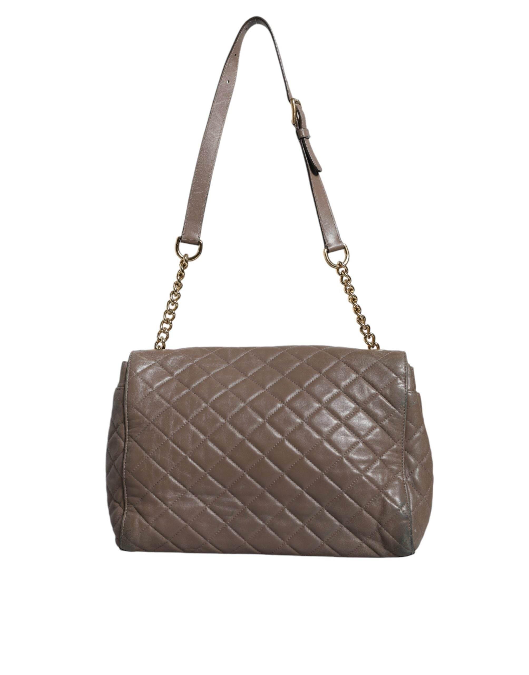 Dolce & Gabbana Brown Quilted Leather Shoulder Purse Satchel Bag - Hilstor
