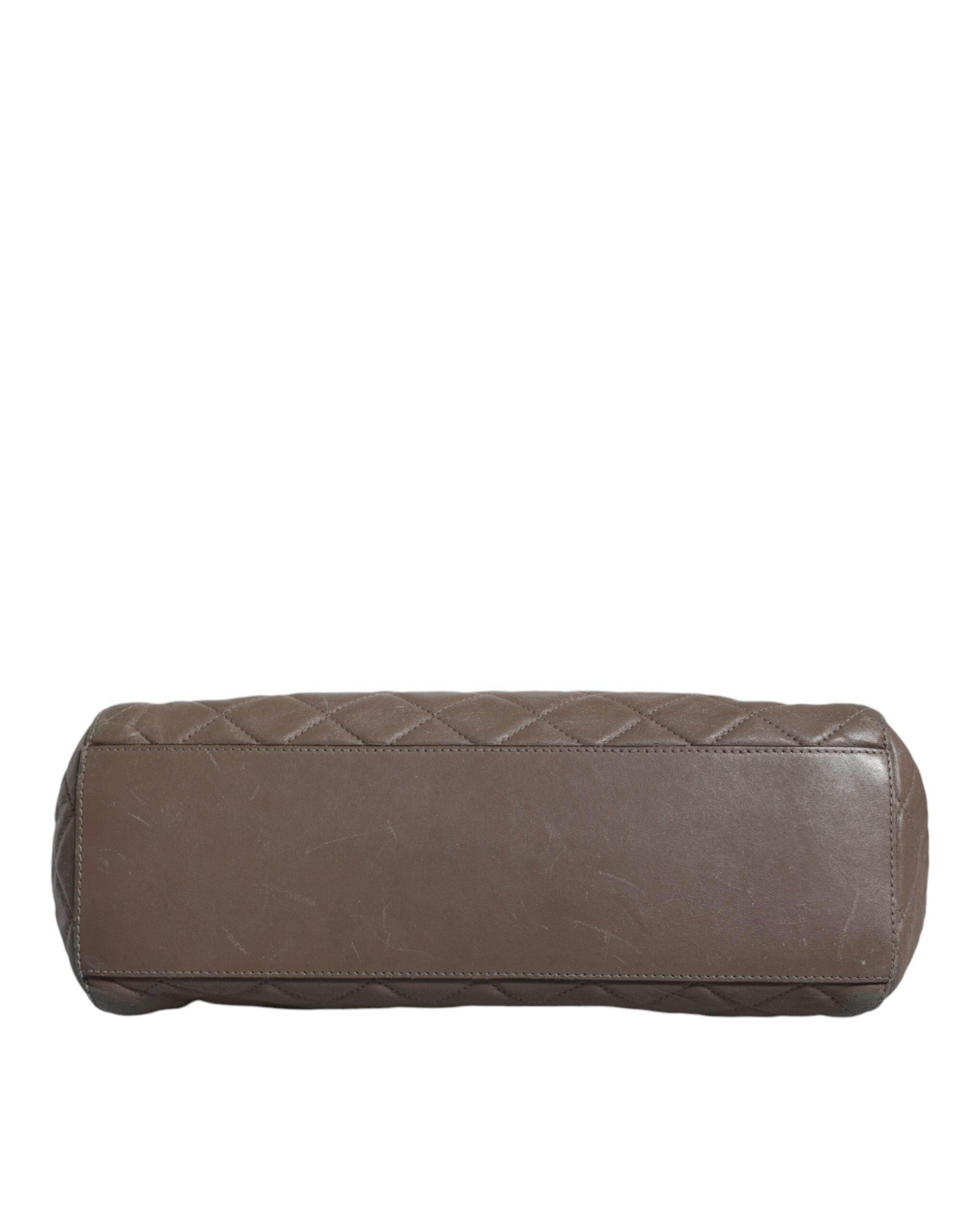 Dolce & Gabbana Brown Quilted Leather Shoulder Purse Satchel Bag - Hilstor