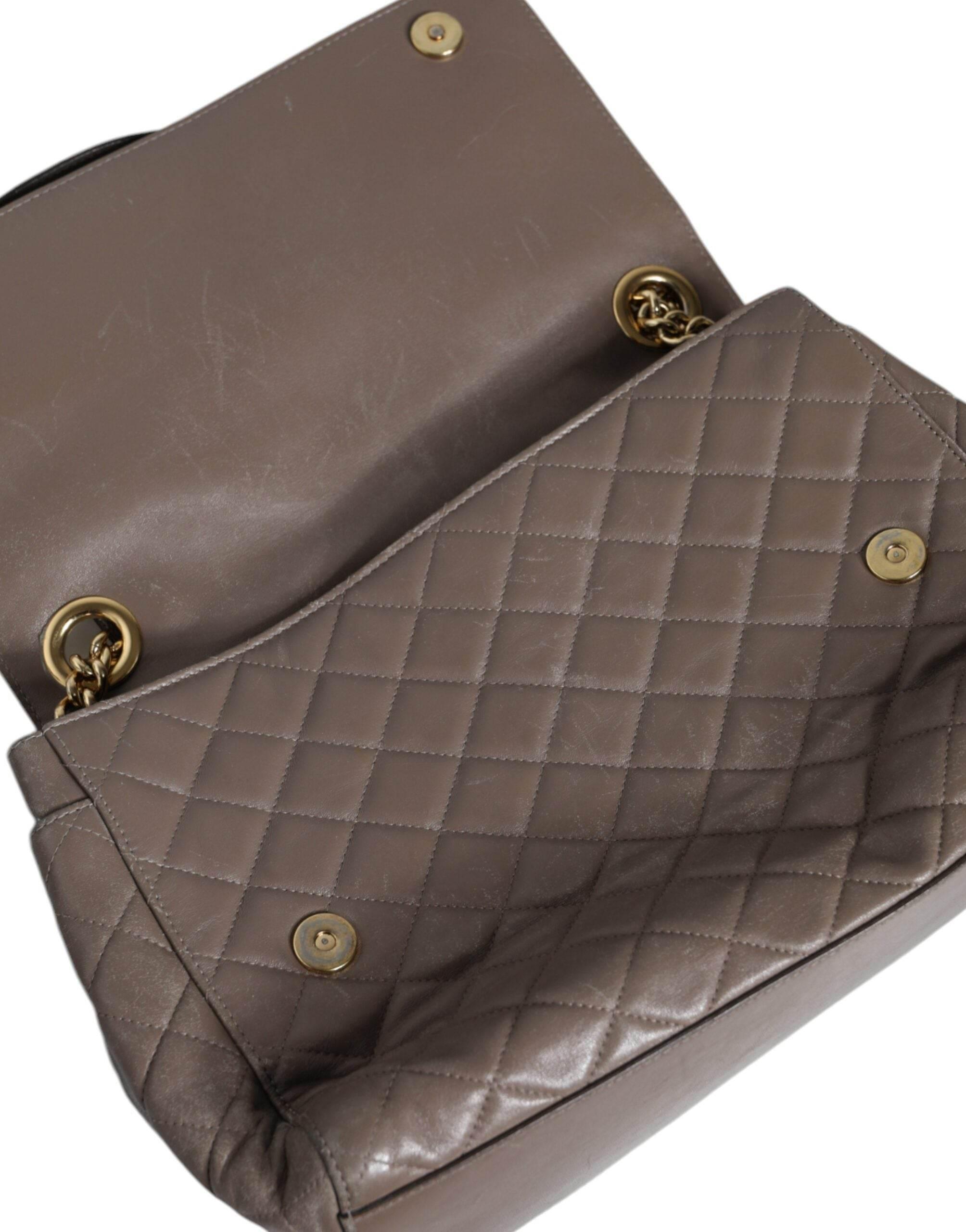 Dolce & Gabbana Brown Quilted Leather Shoulder Purse Satchel Bag - Hilstor
