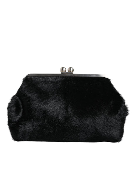 Dolce & Gabbana Black Fur Handbag Clutch Purse Pouch Bag - Hilstor