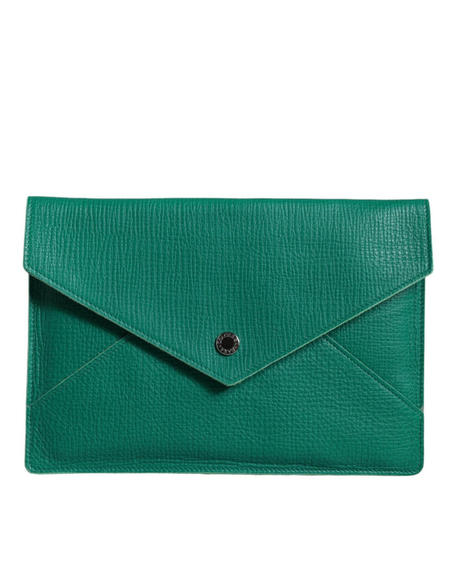 Dolce & Gabbana Green Leather Handbag Clutch Mini Purse Pouch Tablet Case - Hilstor