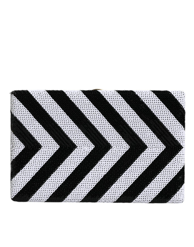 Dolce & Gabbana Black White Gold Frame Clutch Evening Party Purse Bag - Hilstor