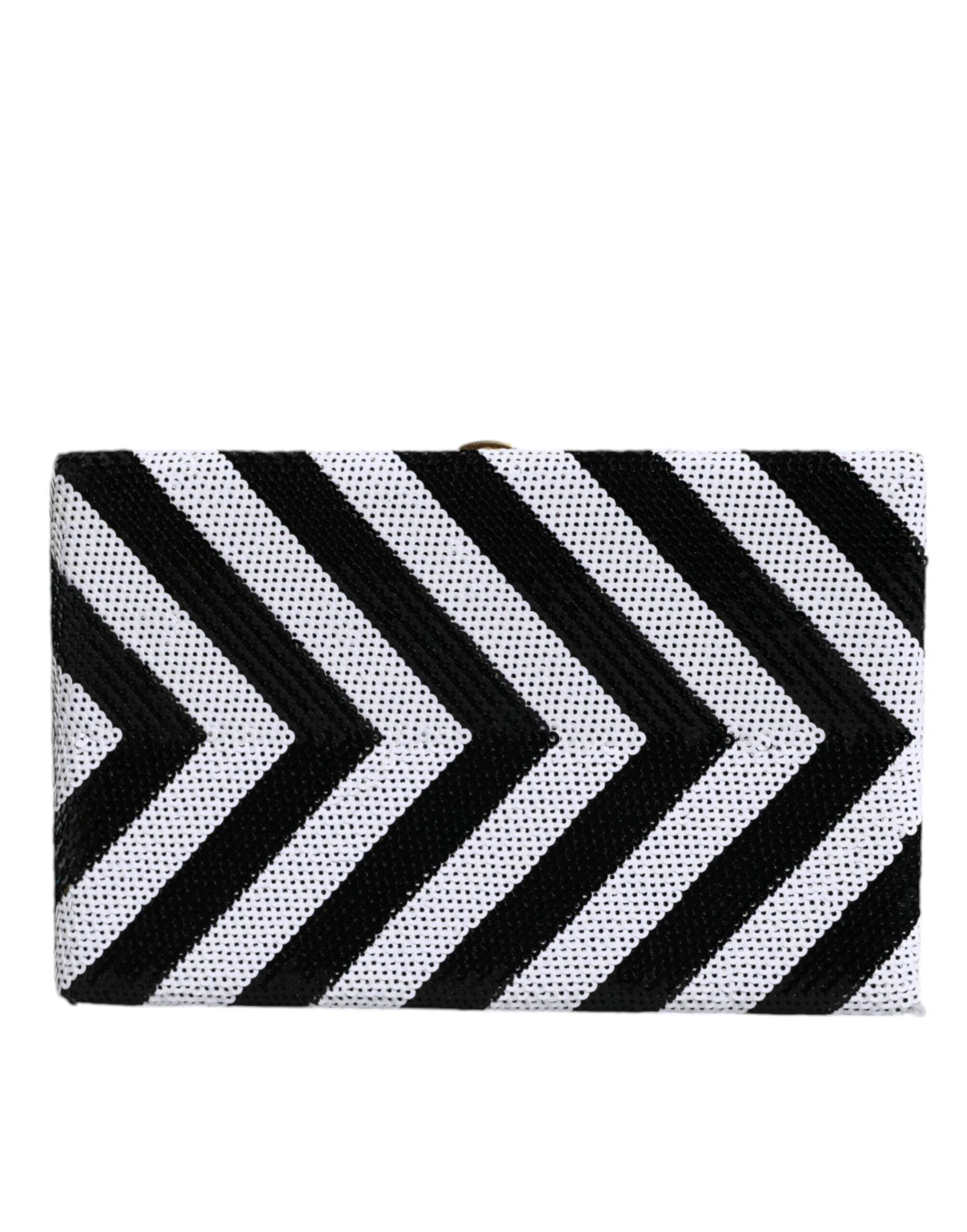 Dolce & Gabbana Black White Gold Frame Clutch Evening Party Purse Bag - Hilstor