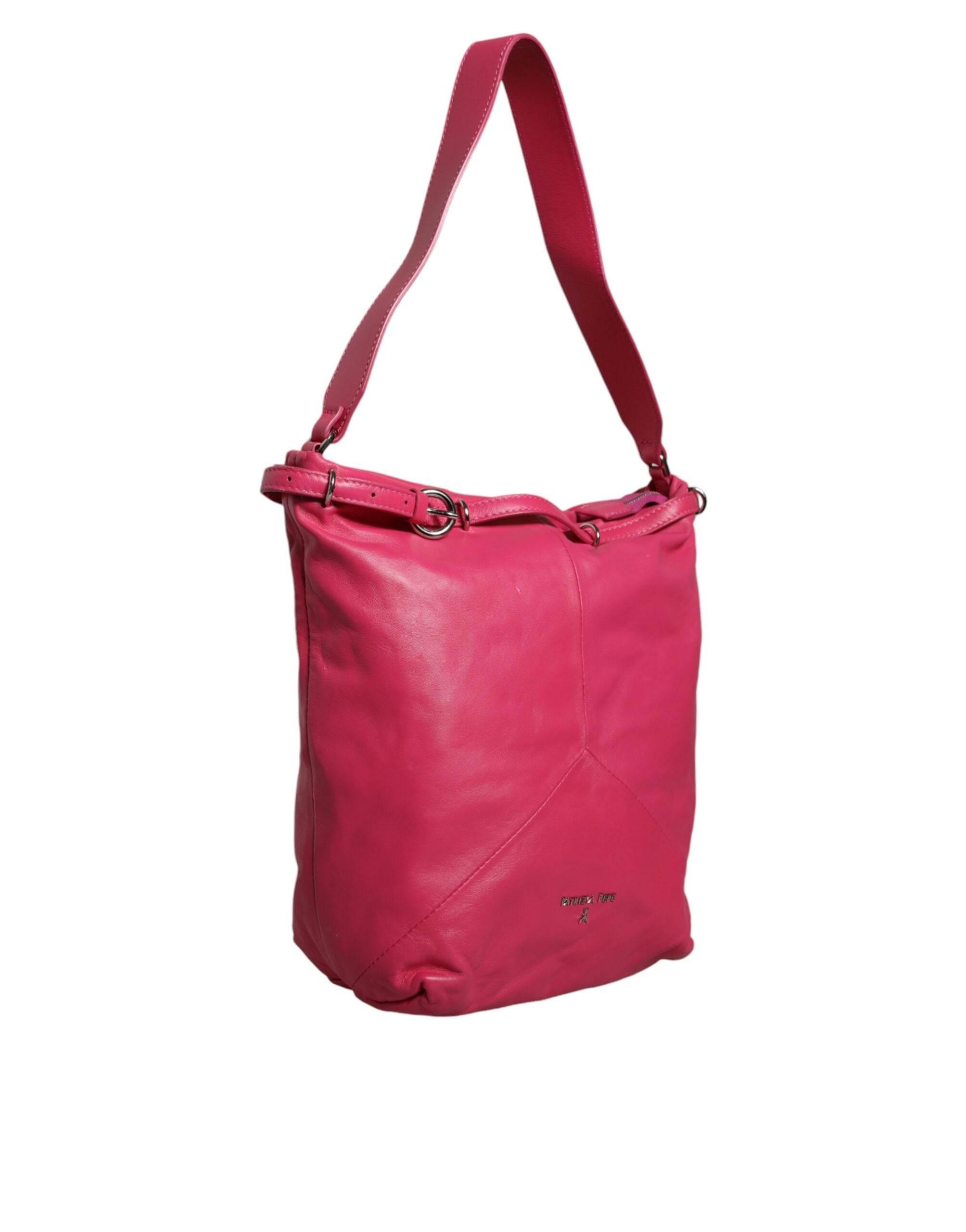 Patrizia Pepe Fuchsia Pink Leather Shoulder Purse Tote Bag - Hilstor