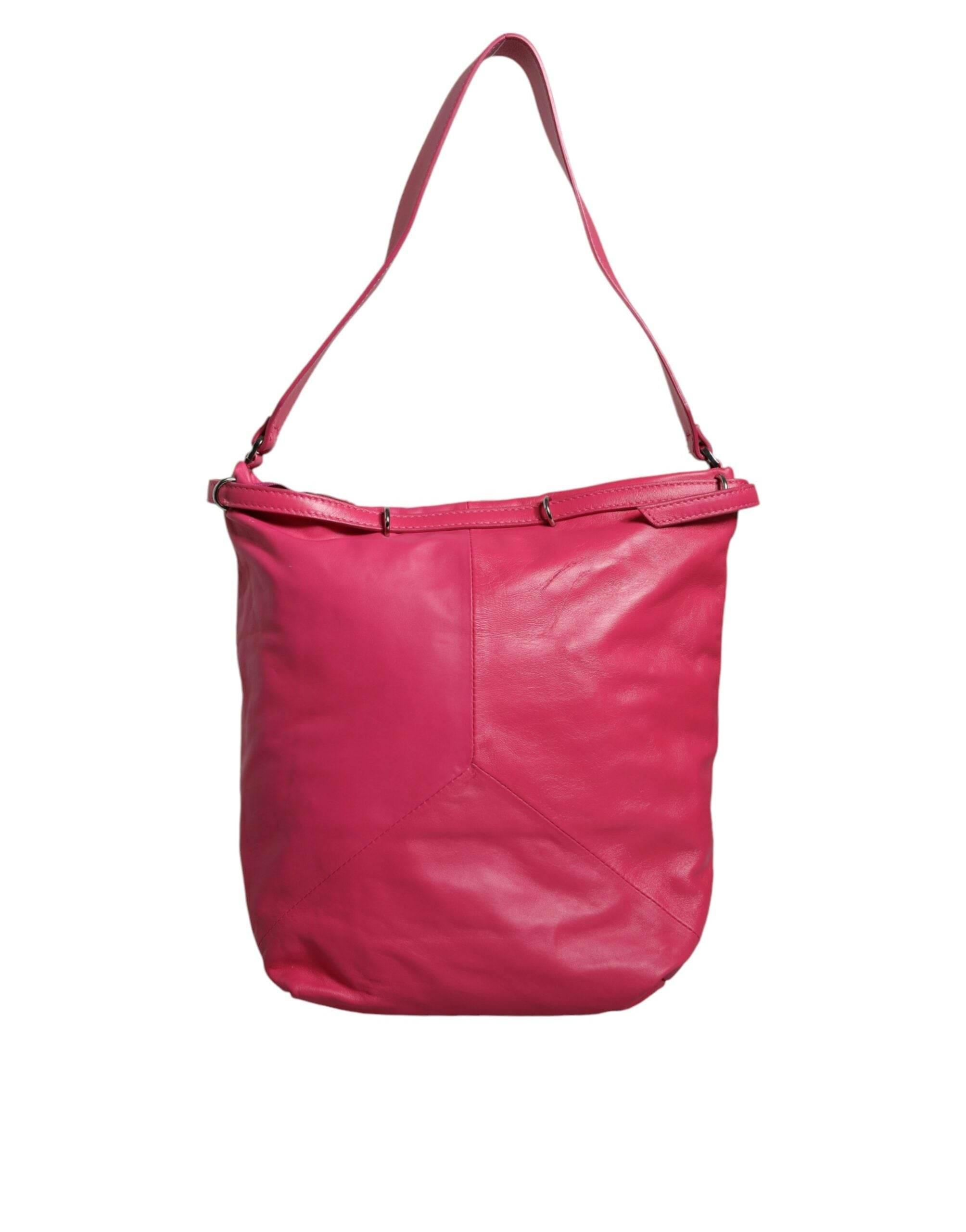 Patrizia Pepe Fuchsia Pink Leather Shoulder Purse Tote Bag - Hilstor