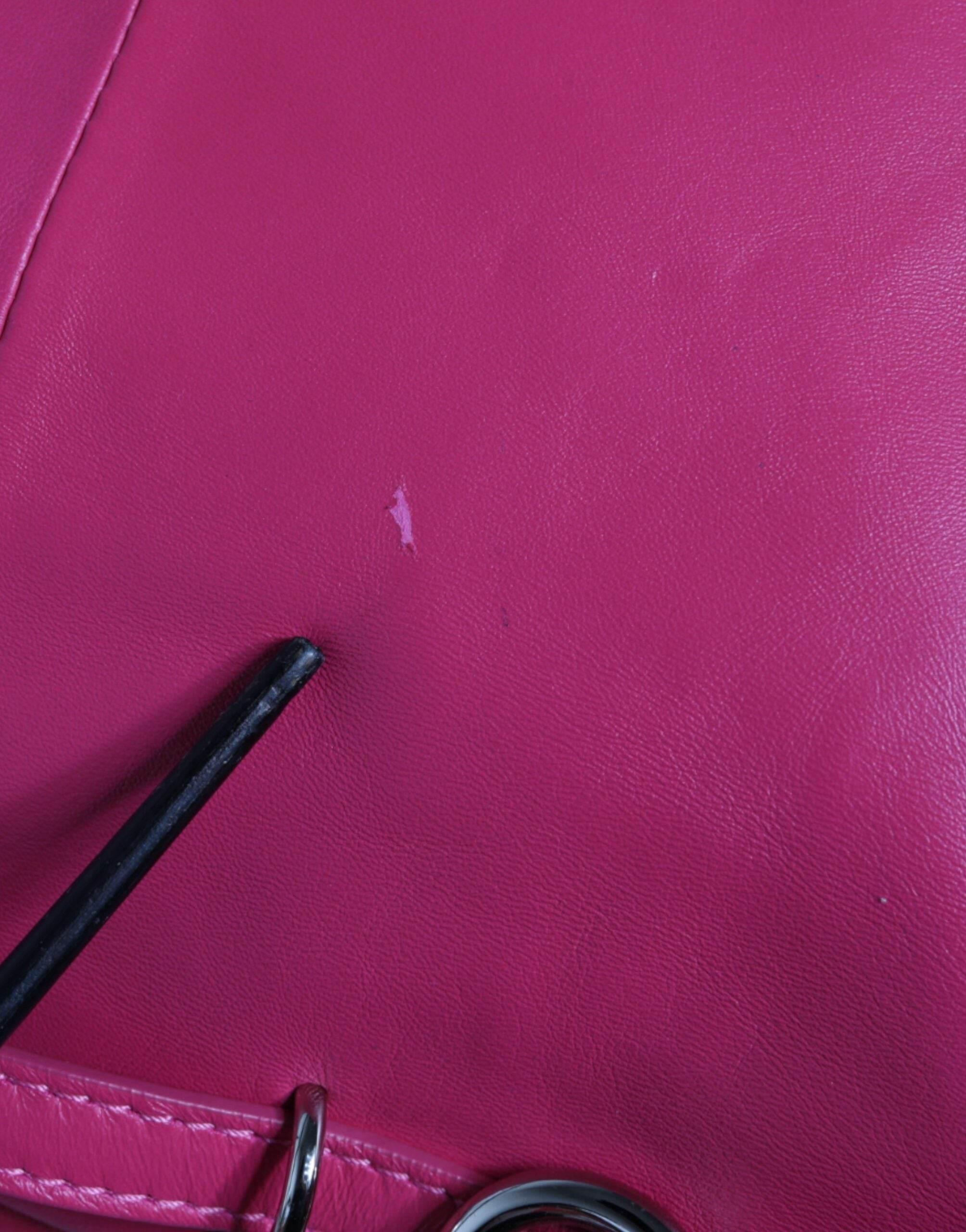 Patrizia Pepe Fuchsia Pink Leather Shoulder Purse Tote Bag - Hilstor