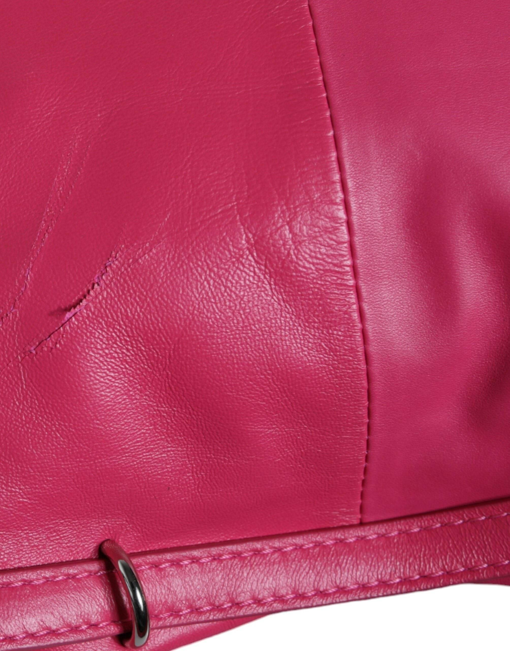 Patrizia Pepe Fuchsia Pink Leather Shoulder Purse Tote Bag - Hilstor