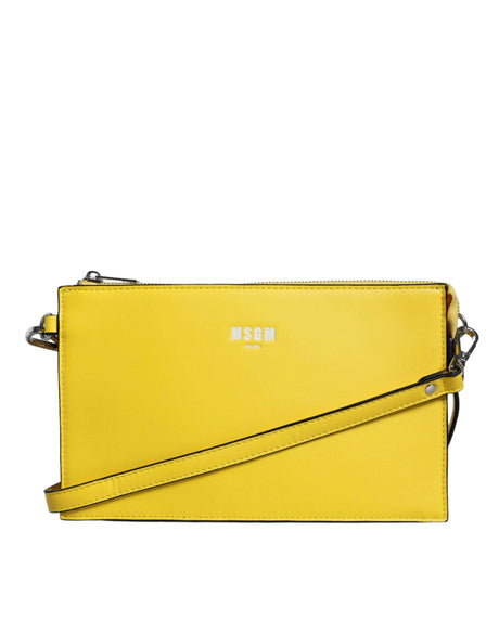 MSGM Yellow Leather Logo Crossbody Sling Shoulder Bag - Hilstor