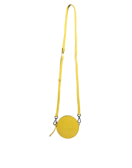 MSGM Yellow Leather Logo Crossbody Sling Shoulder Round Bag - Hilstor