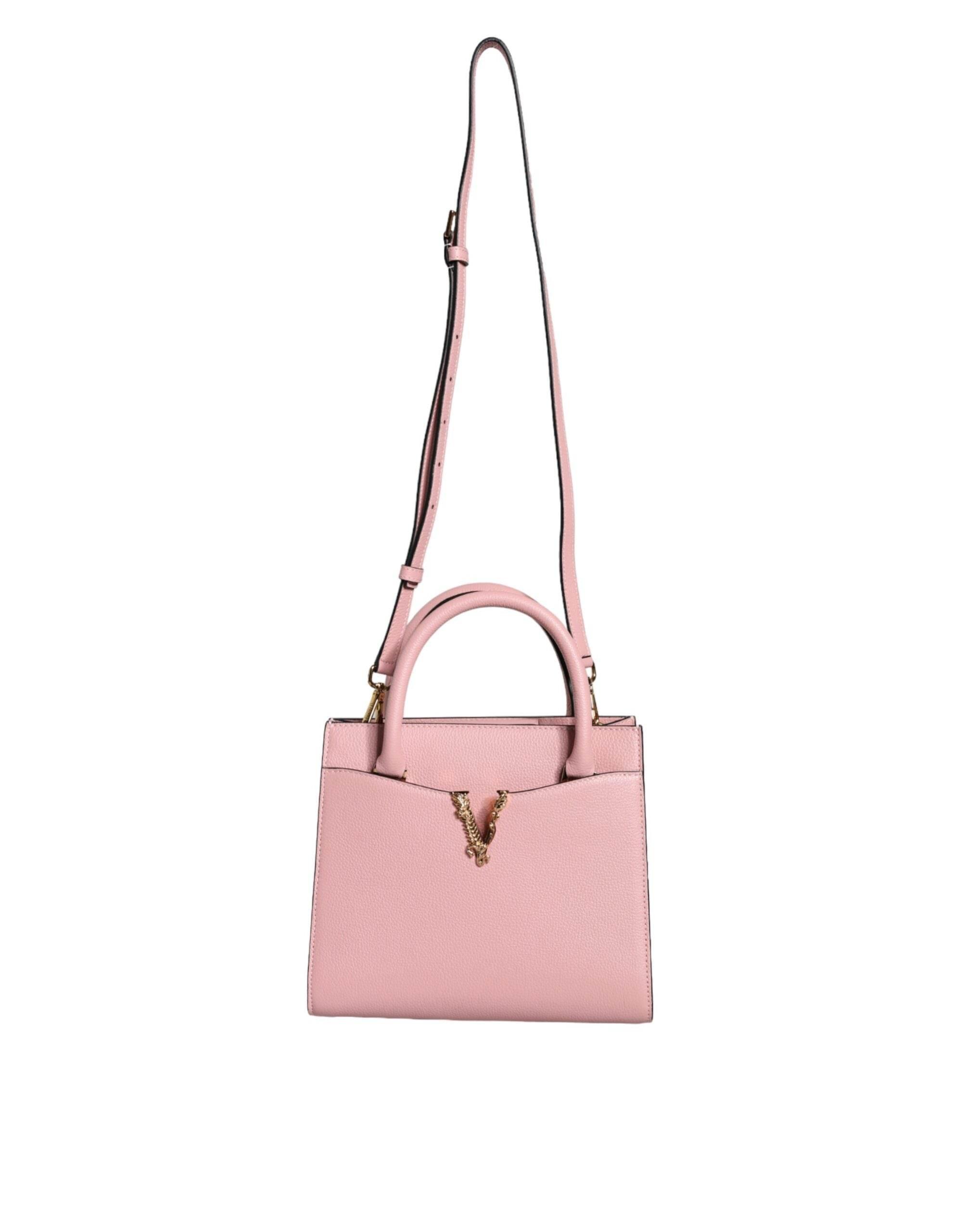 Versace Pink Small Top Handle Grainy Calf Leather Crossbody Bag - Hilstor