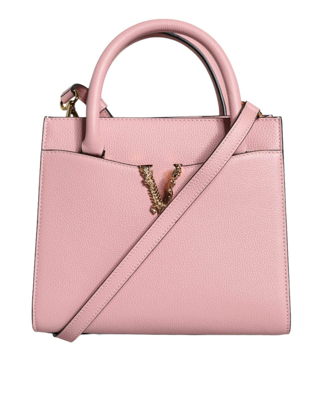 Versace Pink Small Top Handle Grainy Calf Leather Crossbody Bag - Hilstor