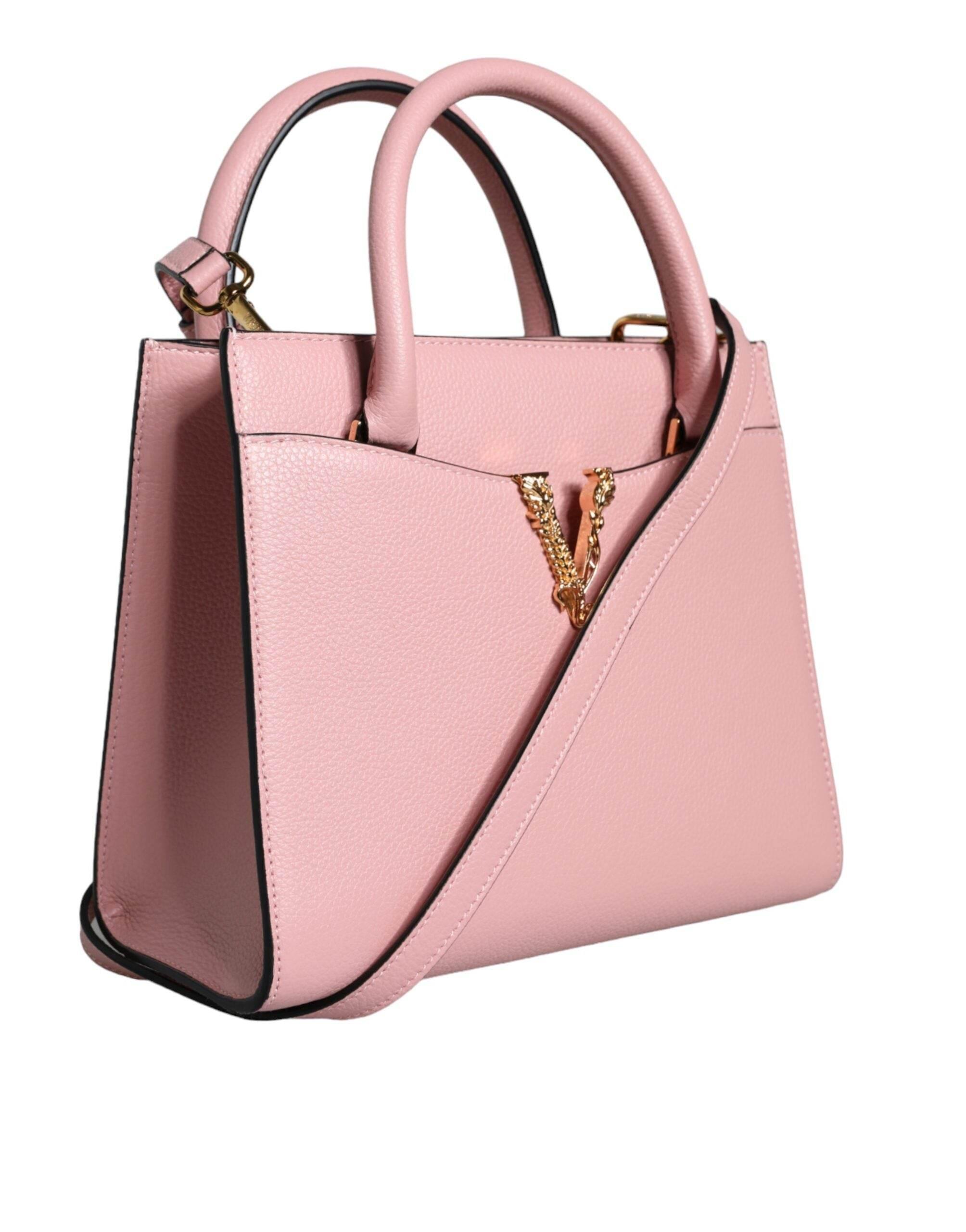 Versace Pink Small Top Handle Grainy Calf Leather Crossbody Bag - Hilstor