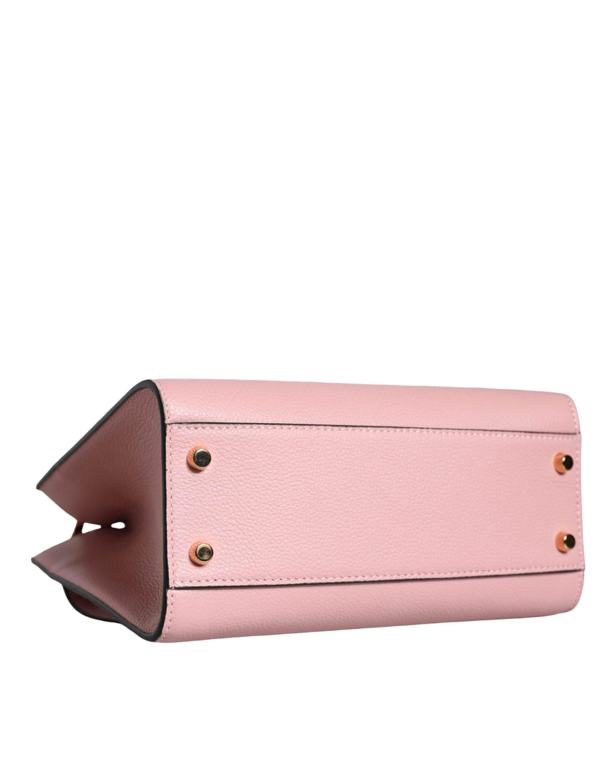 Versace Pink Small Top Handle Grainy Calf Leather Crossbody Bag - Hilstor
