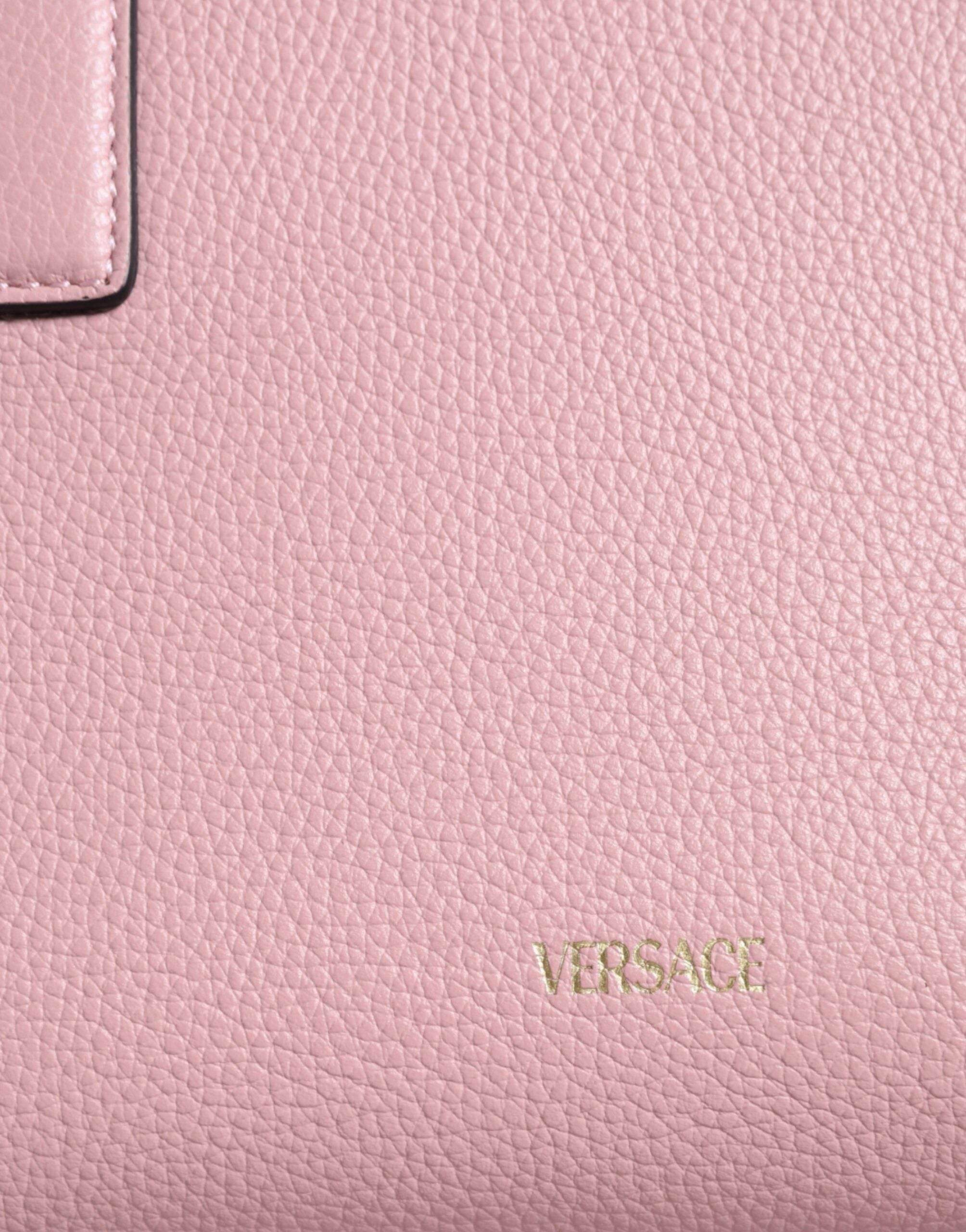 Versace Pink Small Top Handle Grainy Calf Leather Crossbody Bag - Hilstor
