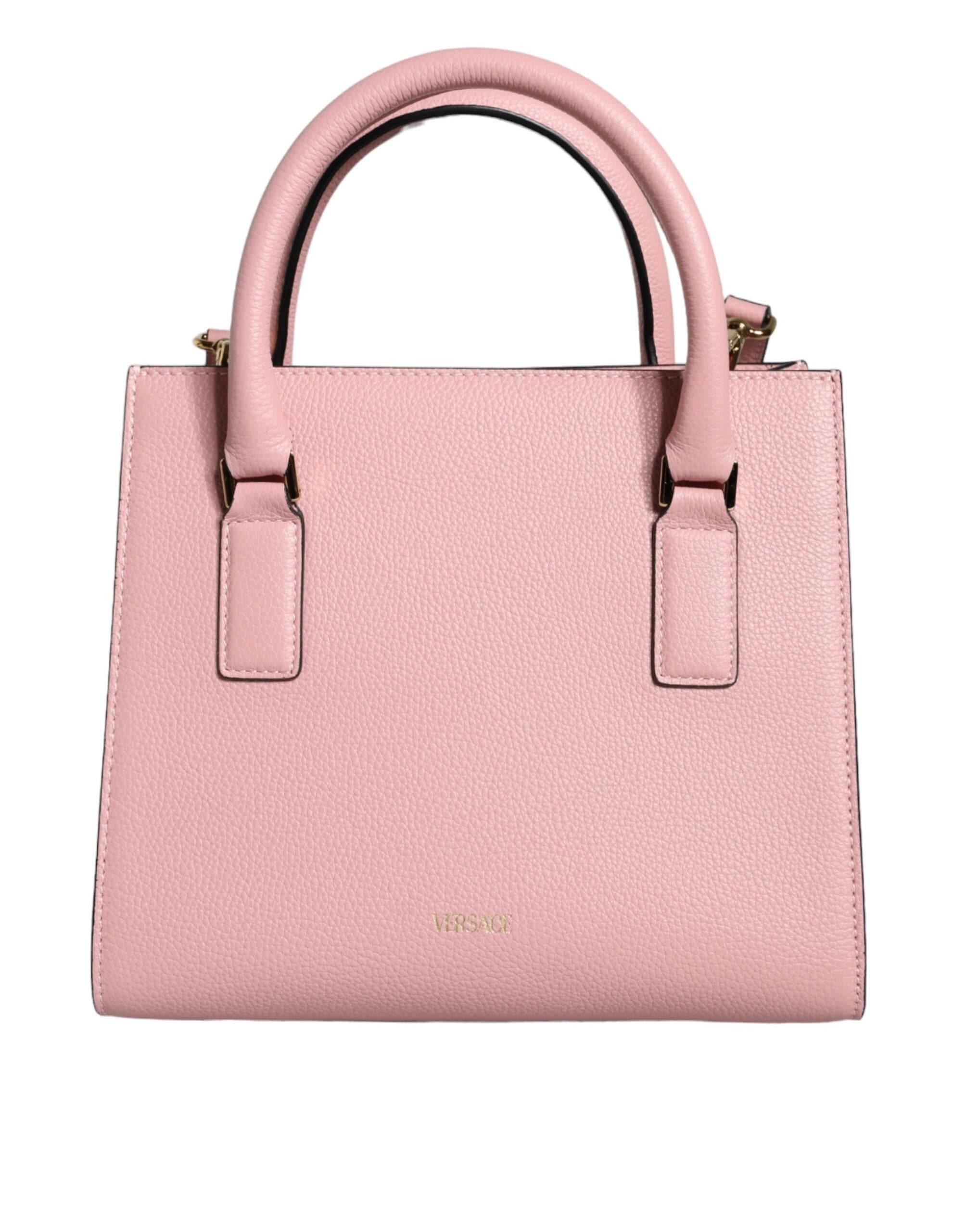 Versace Pink Small Top Handle Grainy Calf Leather Crossbody Bag - Hilstor