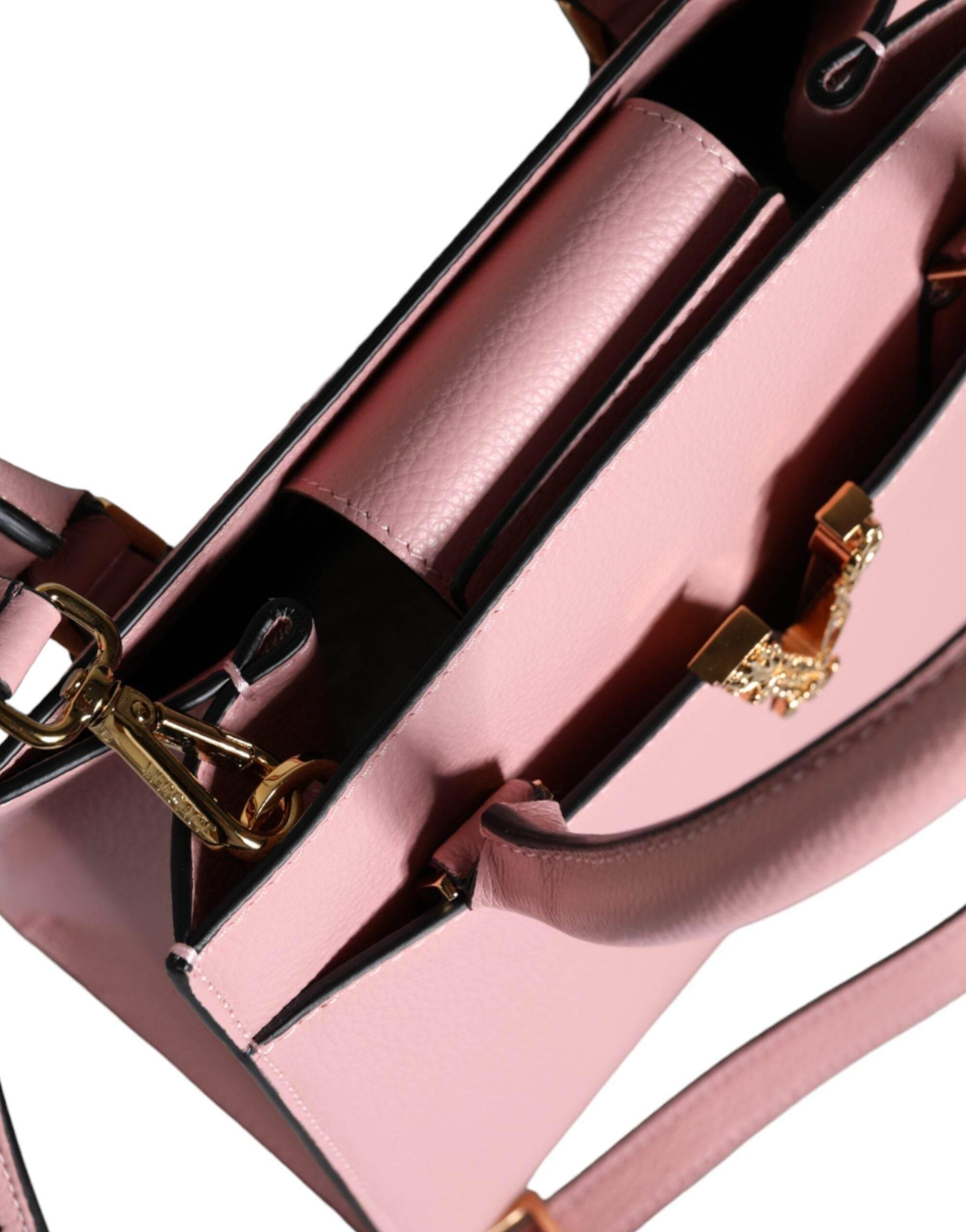 Versace Pink Small Top Handle Grainy Calf Leather Crossbody Bag - Hilstor
