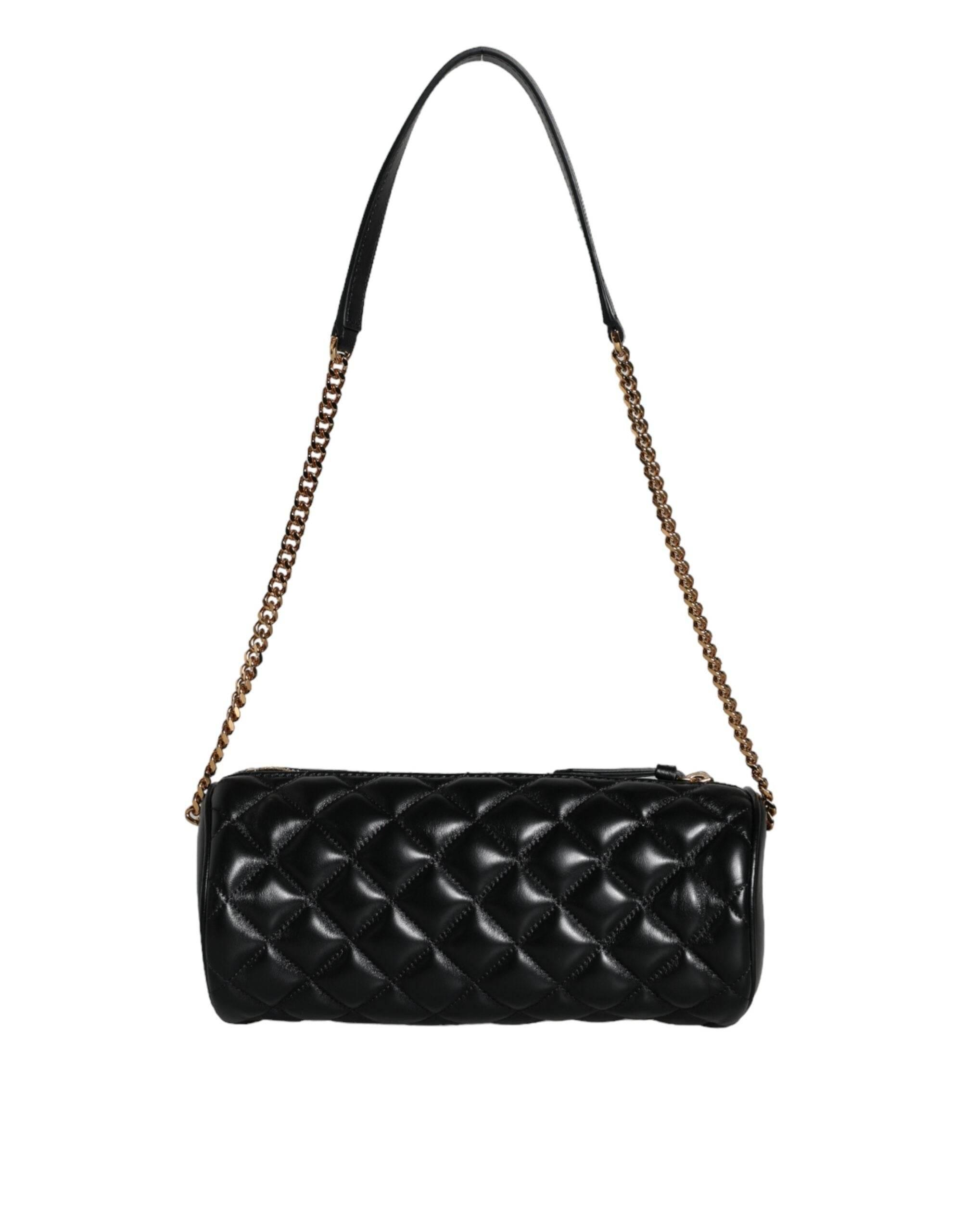 Versace Black Mini Quilted Lambskin Leather Crossbody Sling Bag - Hilstor