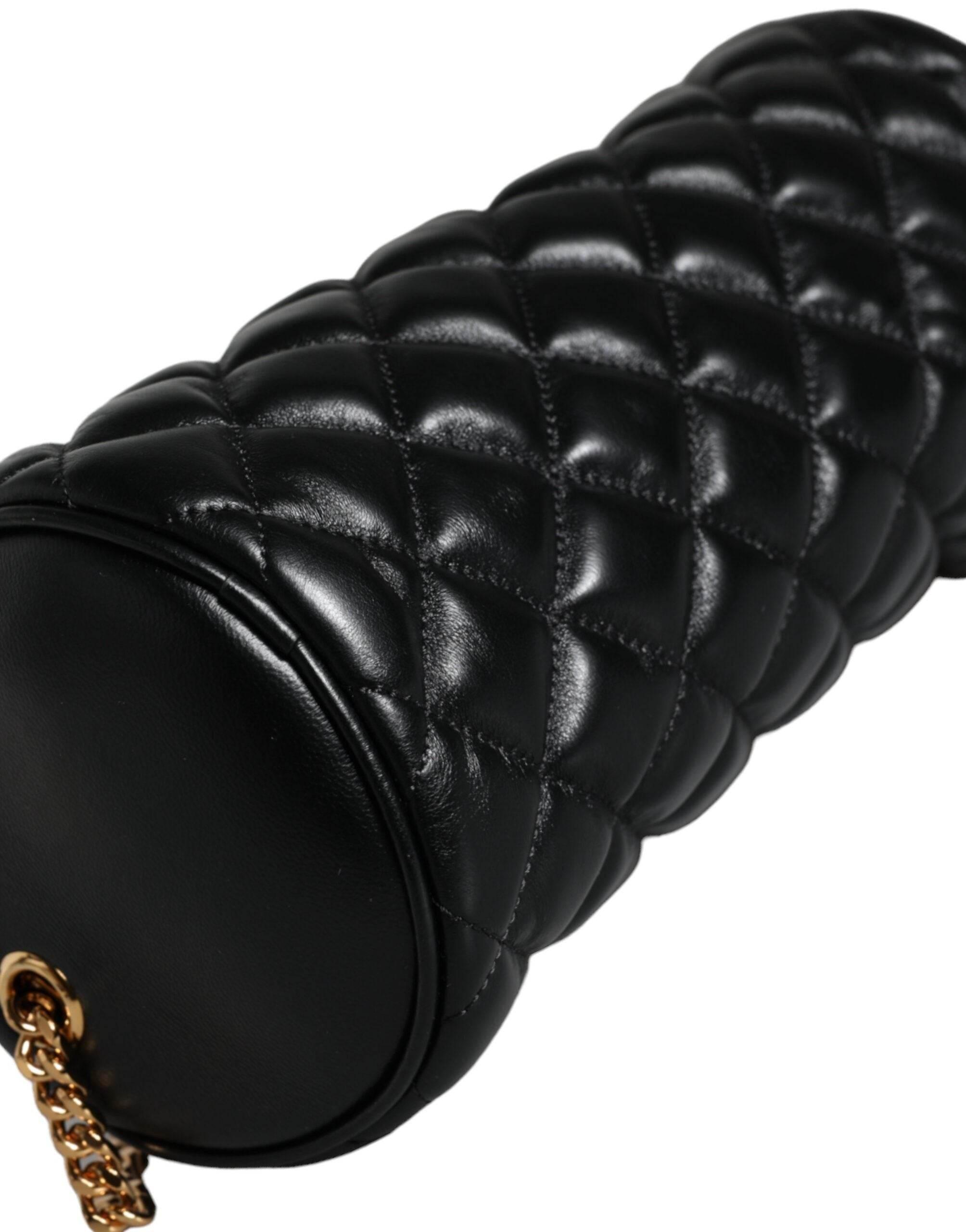 Versace Black Mini Quilted Lambskin Leather Crossbody Sling Bag - Hilstor