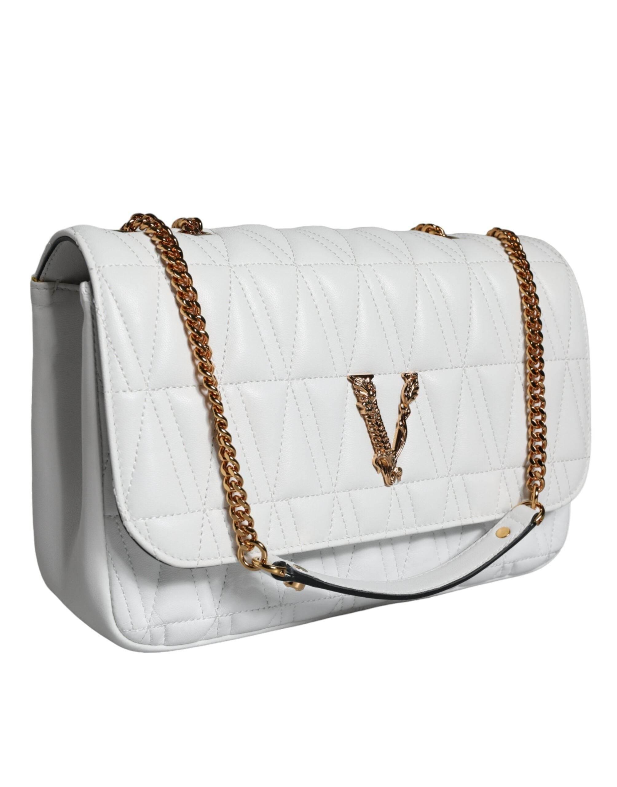 Versace White Mini Nappa Leather Crossbody Shoulder Bag - Hilstor