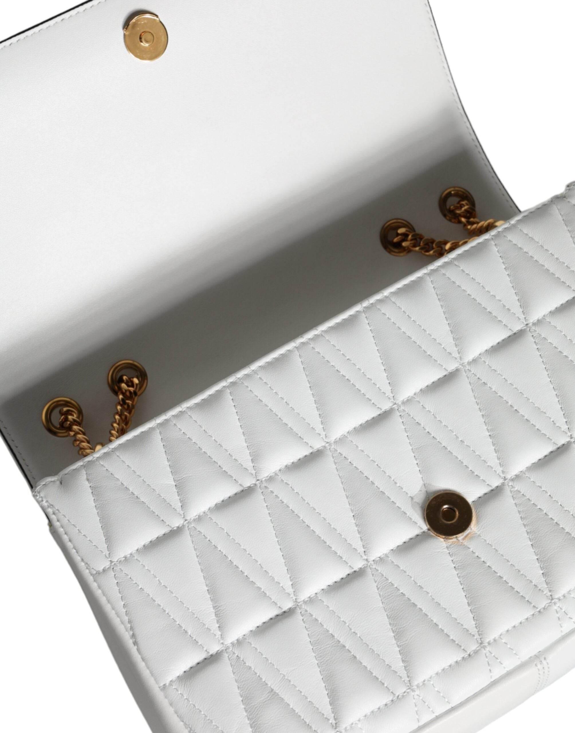 Versace White Mini Nappa Leather Crossbody Shoulder Bag - Hilstor