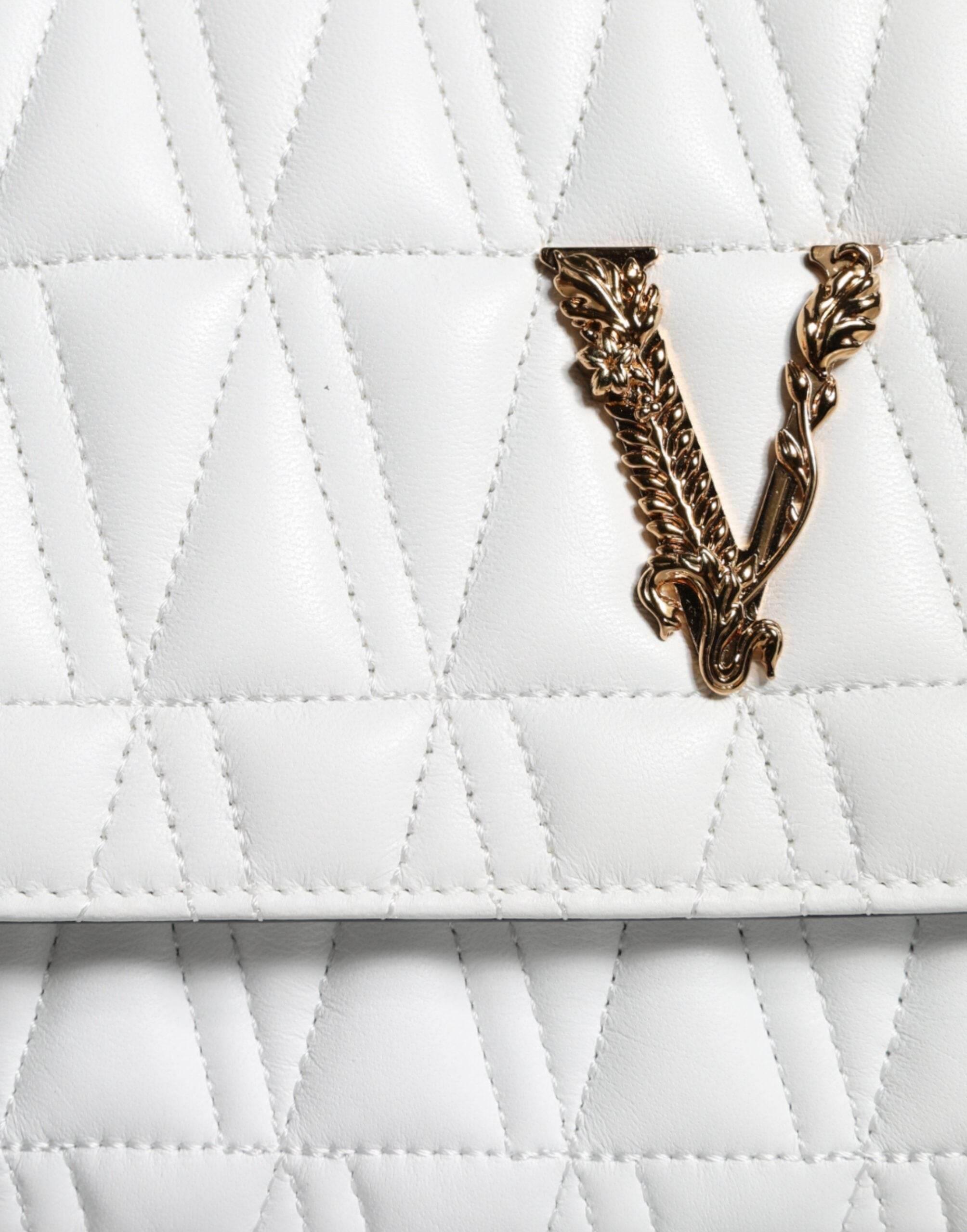 Versace White Mini Nappa Leather Crossbody Shoulder Bag - Hilstor