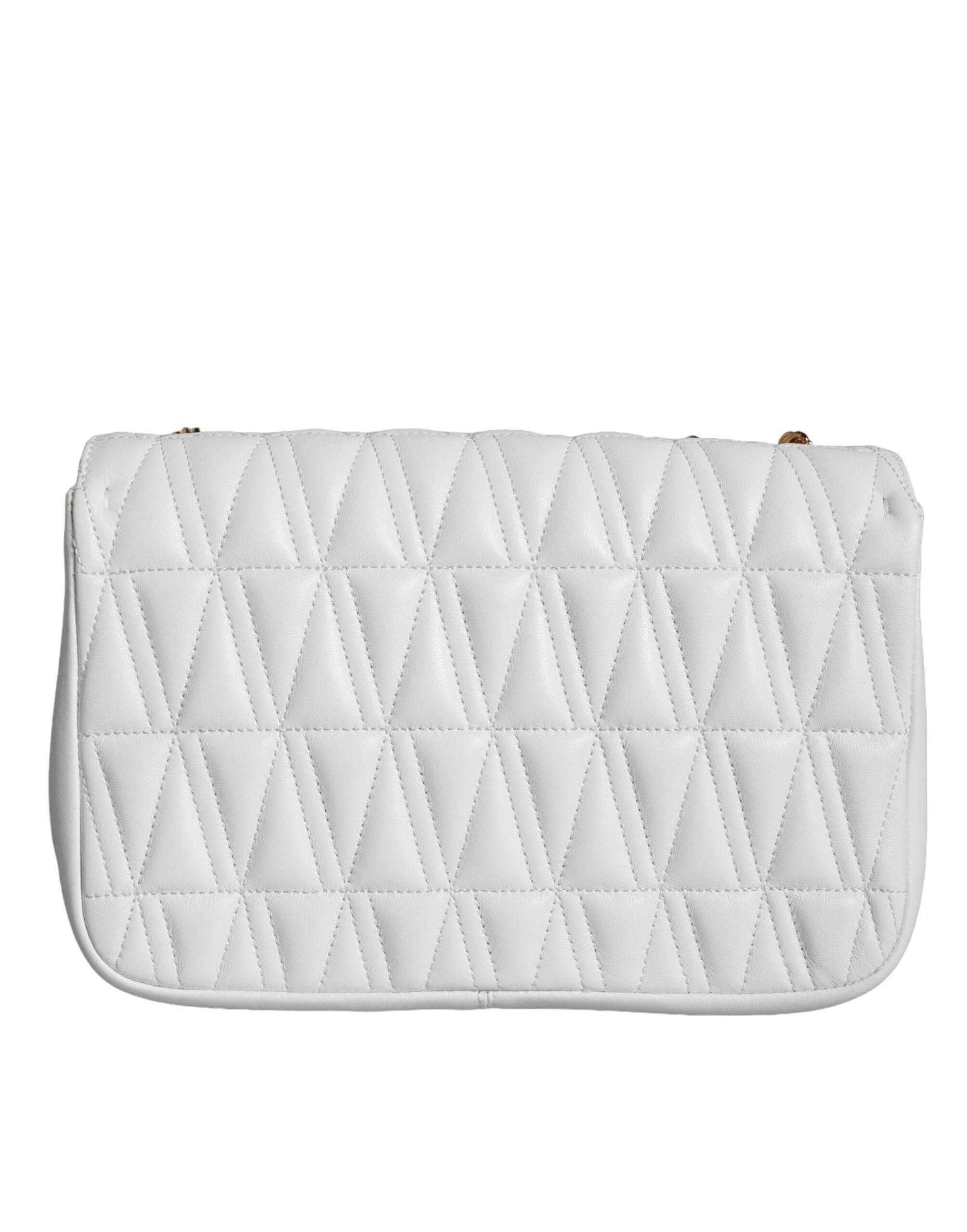 Versace White Mini Nappa Leather Crossbody Shoulder Bag - Hilstor