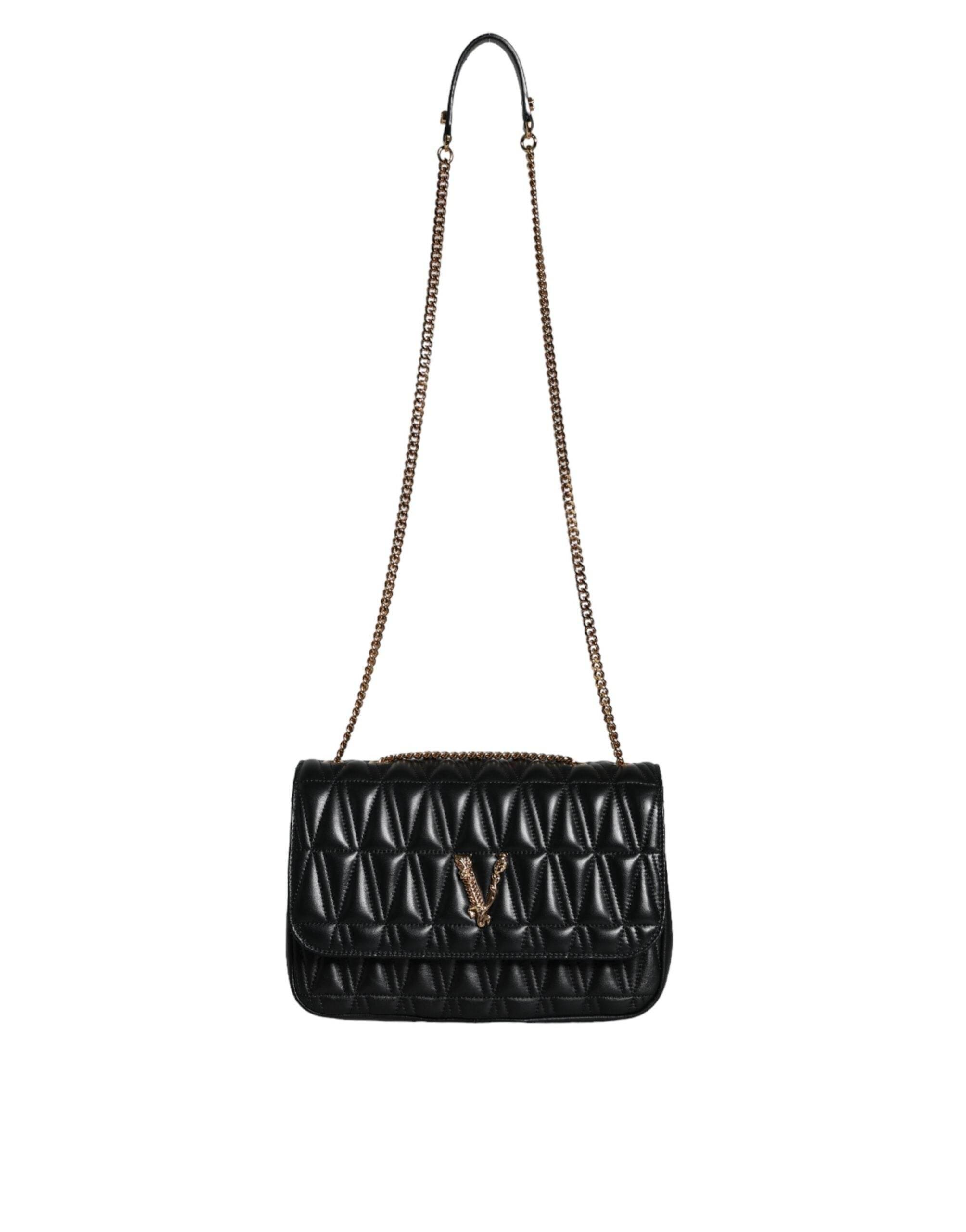 Versace Black Mini Nappa Leather Crossbody Shoulder Bag - Hilstor