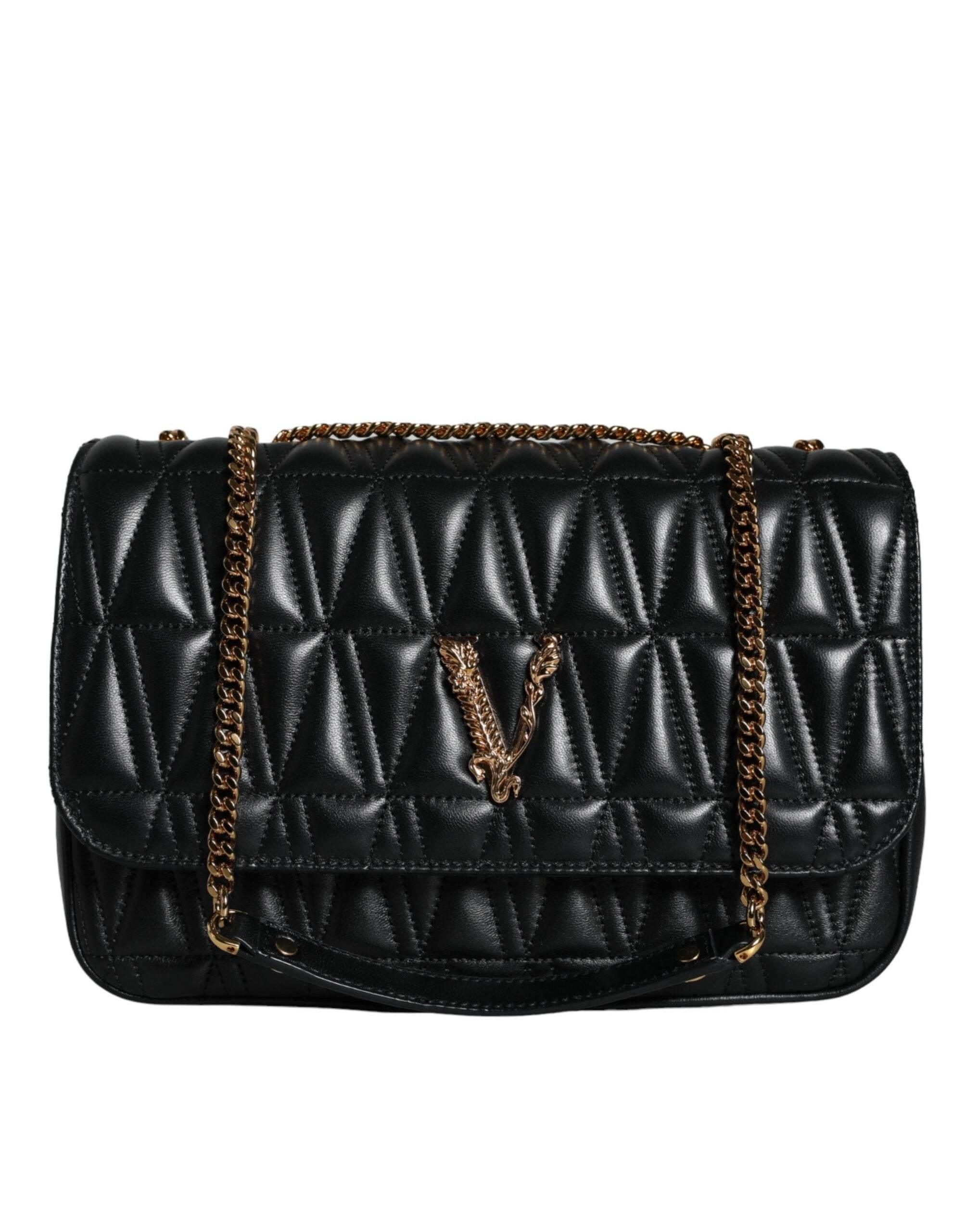 Versace Black Mini Nappa Leather Crossbody Shoulder Bag - Hilstor
