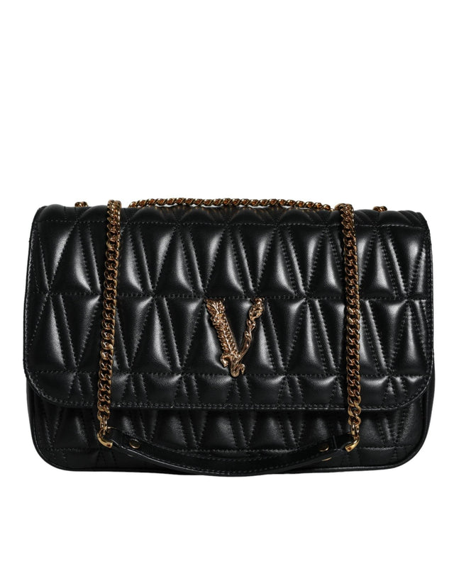 Versace Black Mini Nappa Leather Crossbody Shoulder Bag - Hilstor