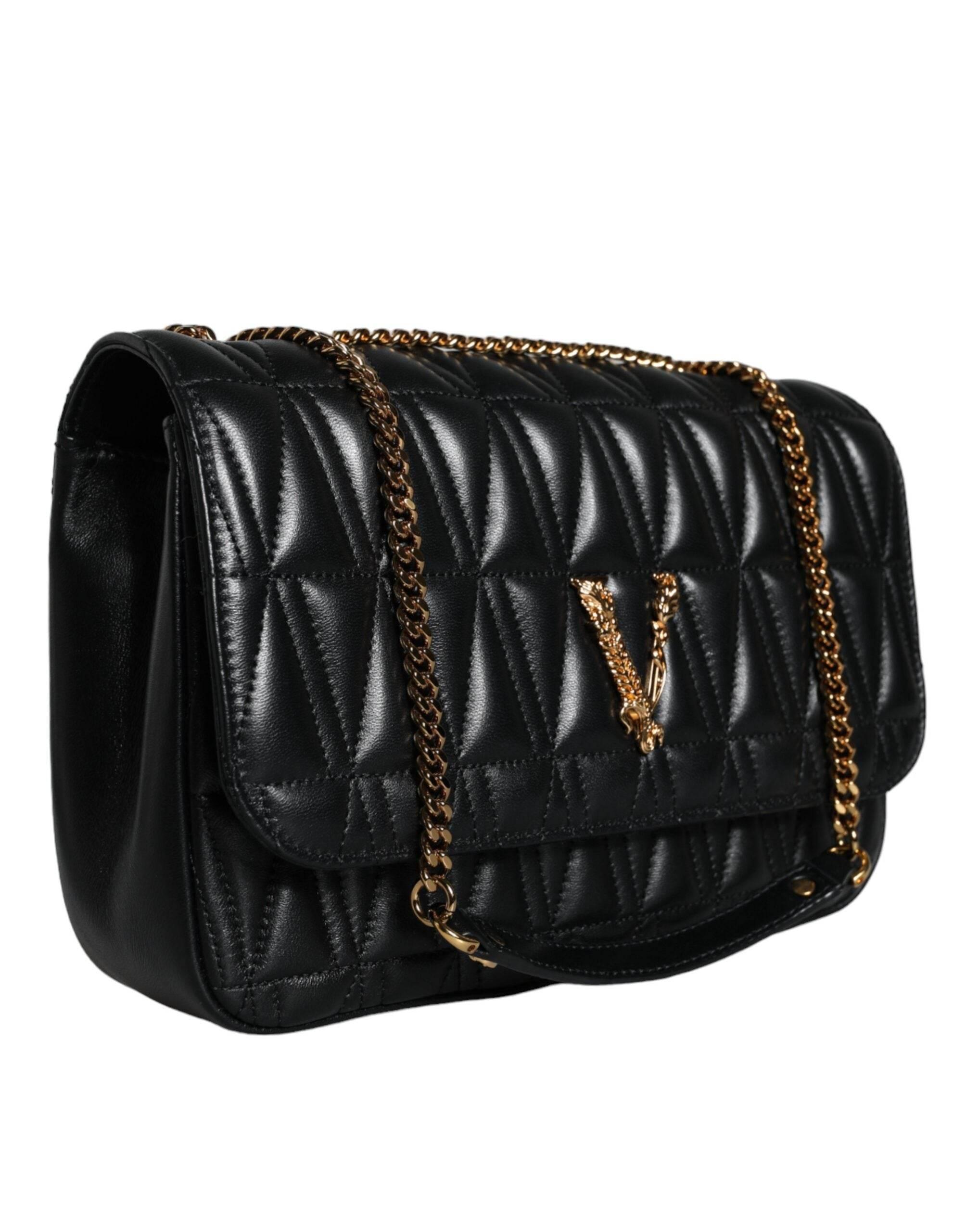 Versace Black Mini Nappa Leather Crossbody Shoulder Bag - Hilstor